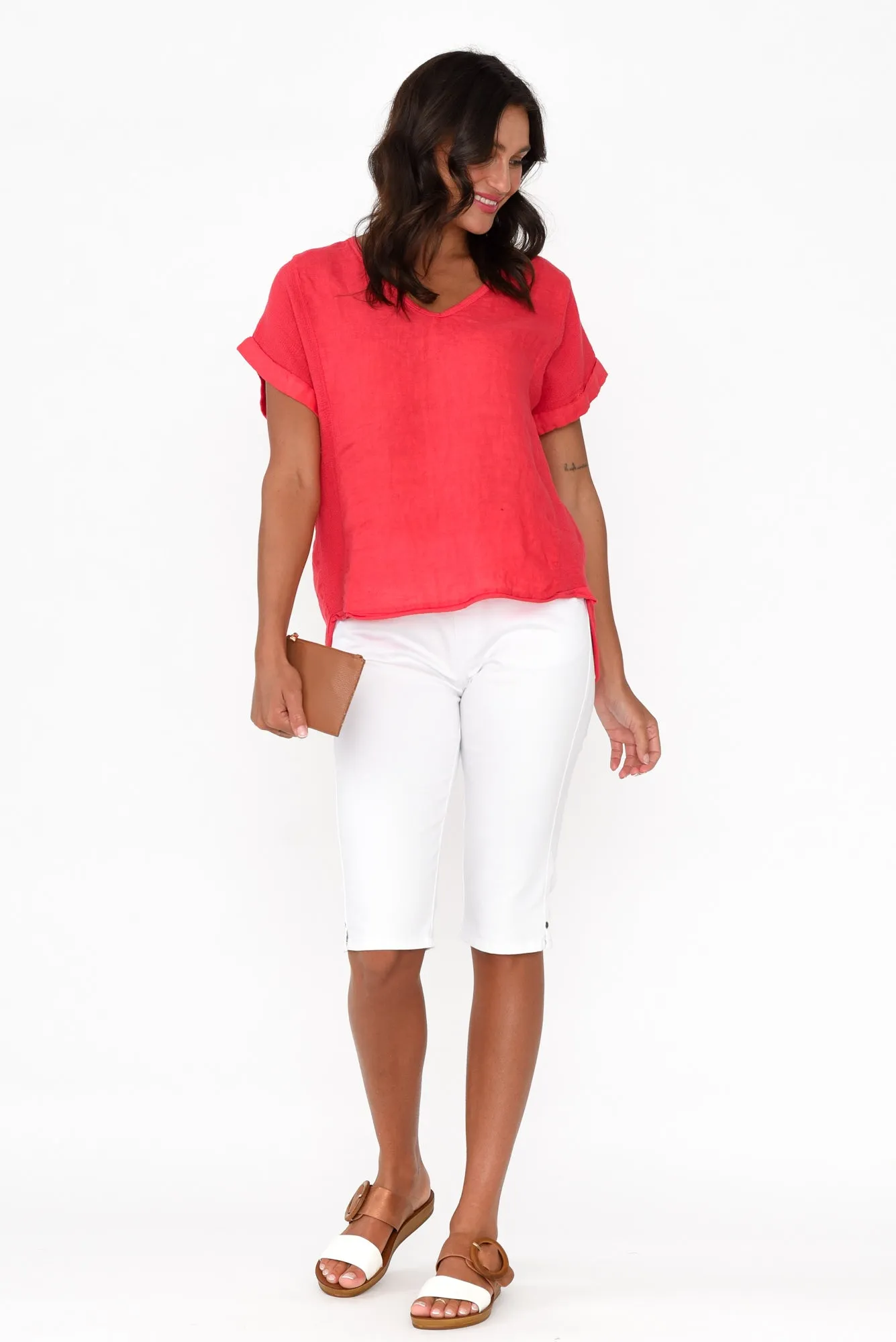 Dorian Red Linen Cotton Top sold by Blue Bungalow product image thumbnail 2