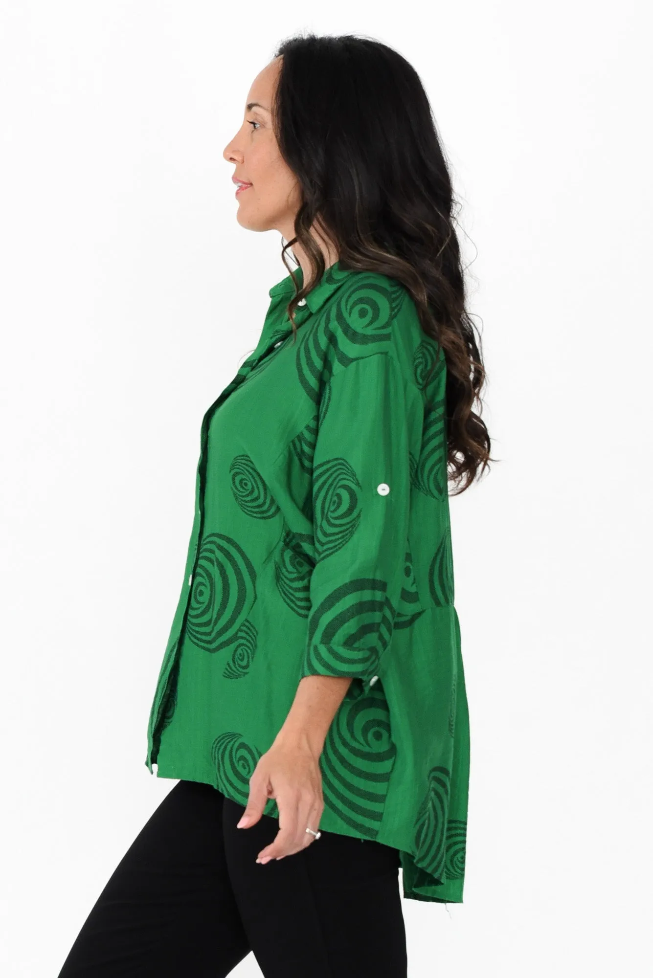 Fergus Green Circle Cotton Blend Shirt sold by Blue Bungalow product image thumbnail 3