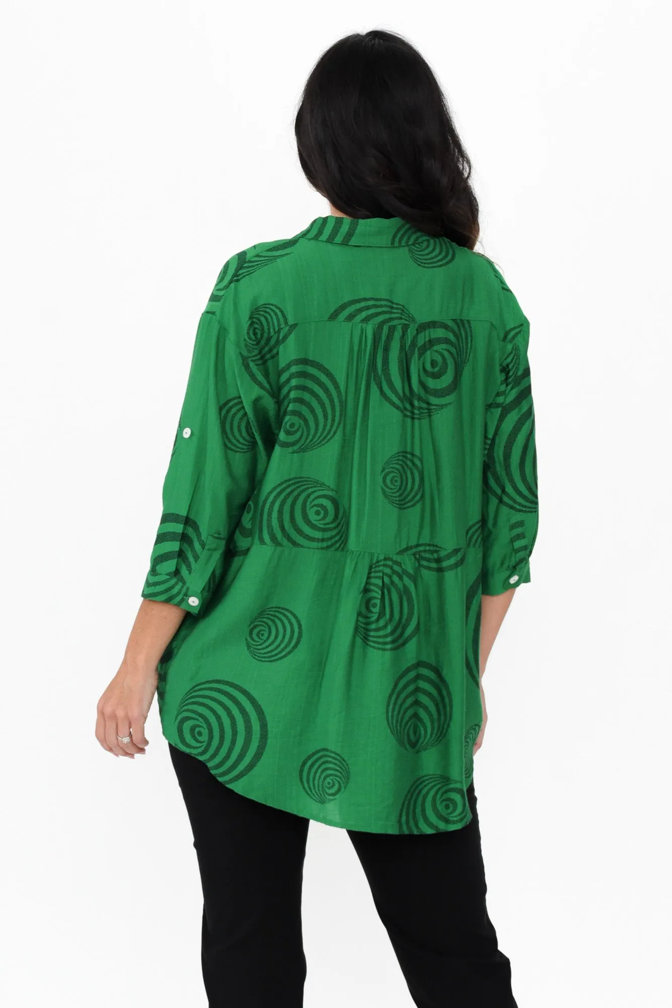 Fergus Green Circle Cotton Blend Shirt sold by Blue Bungalow product image thumbnail 4