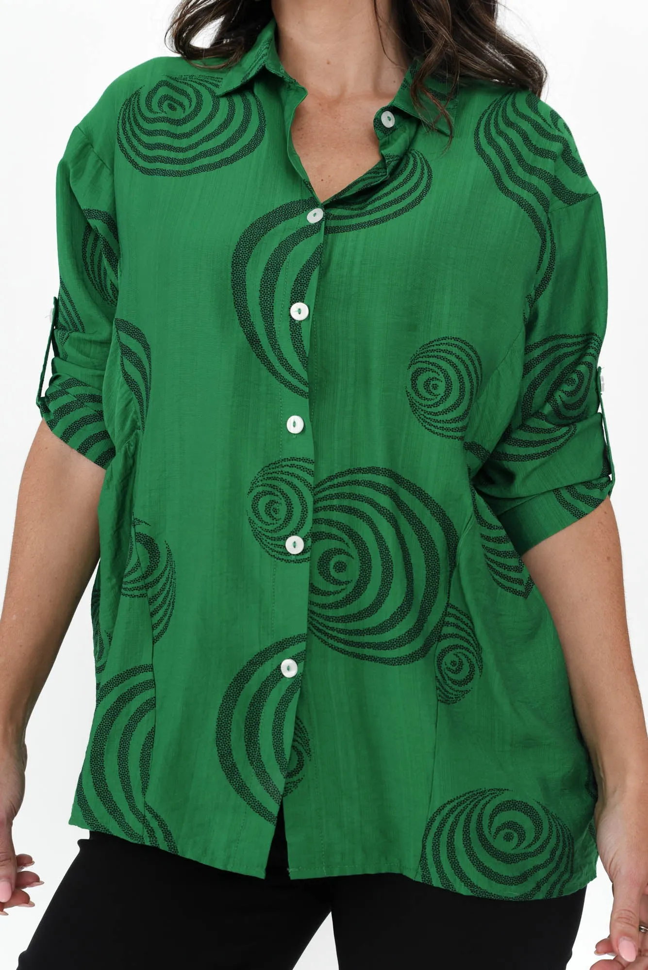 Fergus Green Circle Cotton Blend Shirt sold by Blue Bungalow product image thumbnail 5