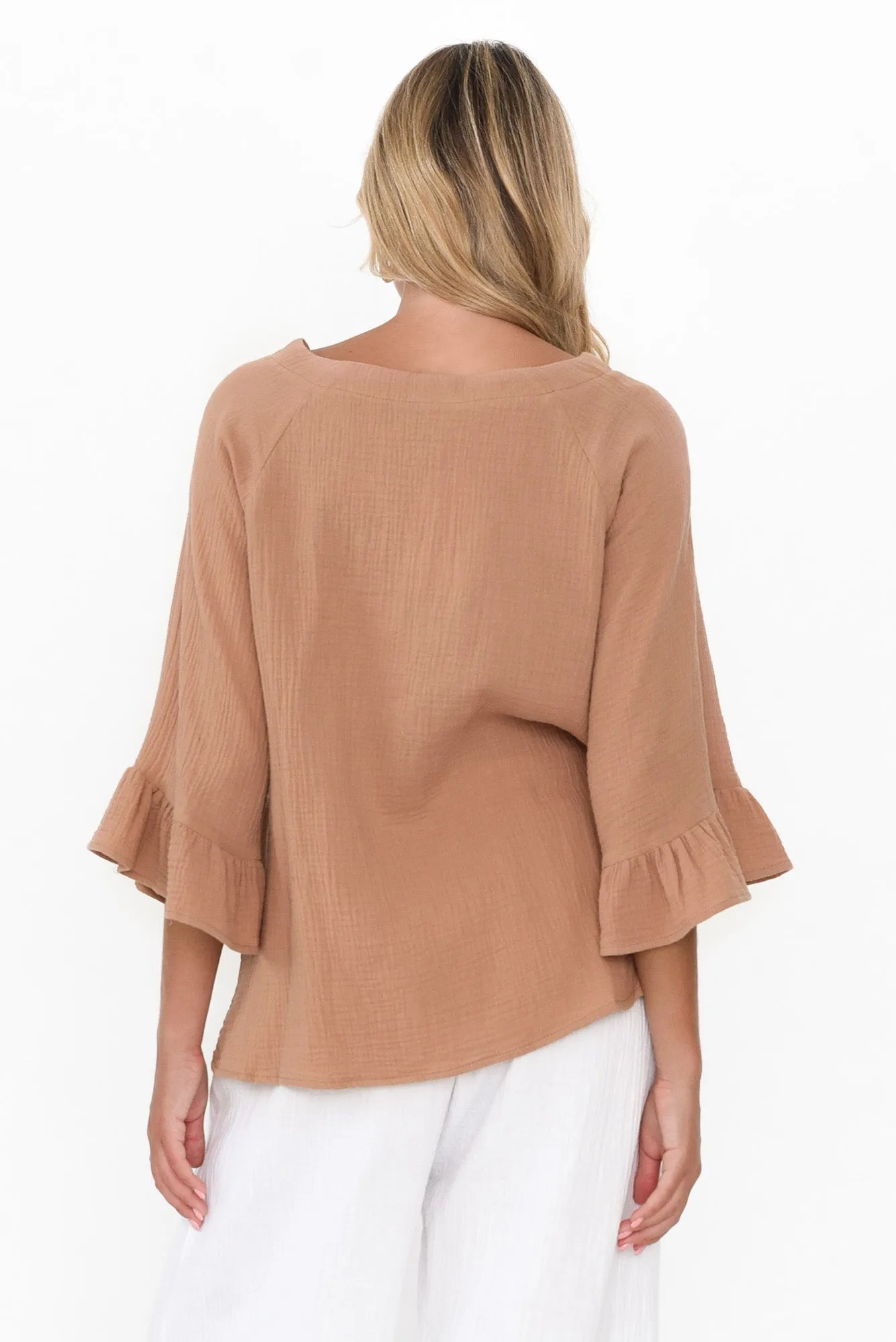 Anissa Mocha Cotton Frill Top sold by Blue Bungalow product image thumbnail 4