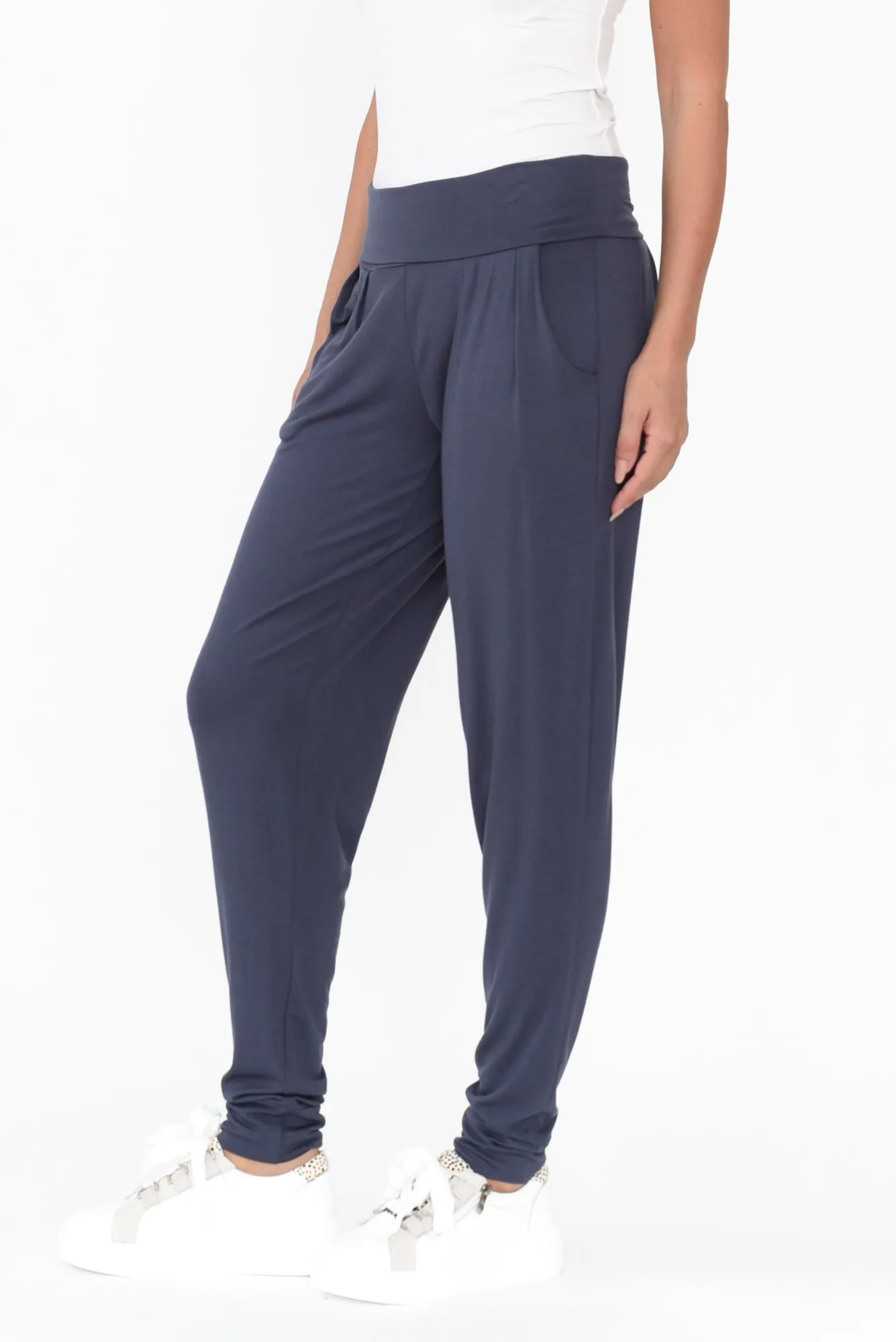 Deep Blue Bamboo Soft Slouch Pants sold by Blue Bungalow product image thumbnail 3