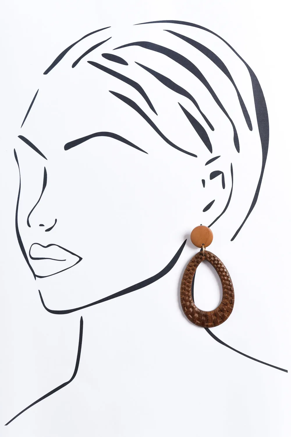 Aisling Brown Wood Teardrop Earrings sold by Blue Bungalow product image thumbnail 2