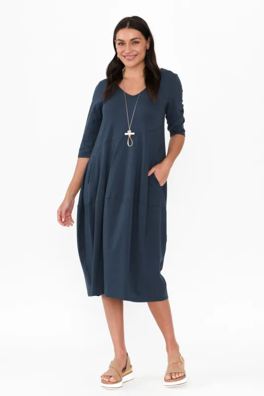 Shea Deep Teal Diagonal Seam Dress sold by Blue Bungalow