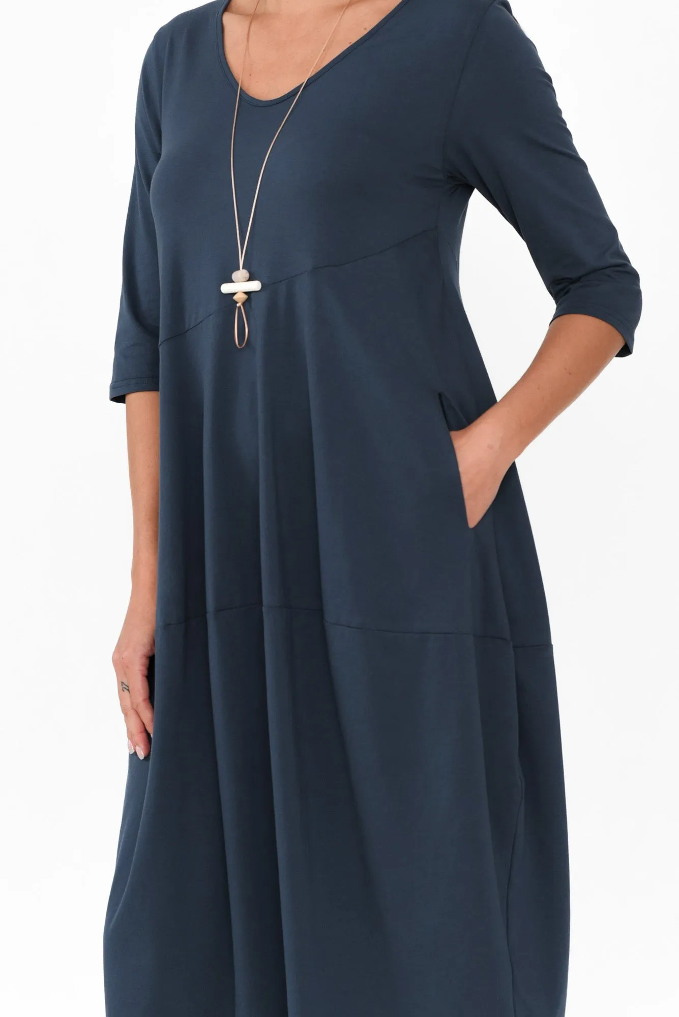 Shea Deep Teal Diagonal Seam Dress sold by Blue Bungalow product image thumbnail 5