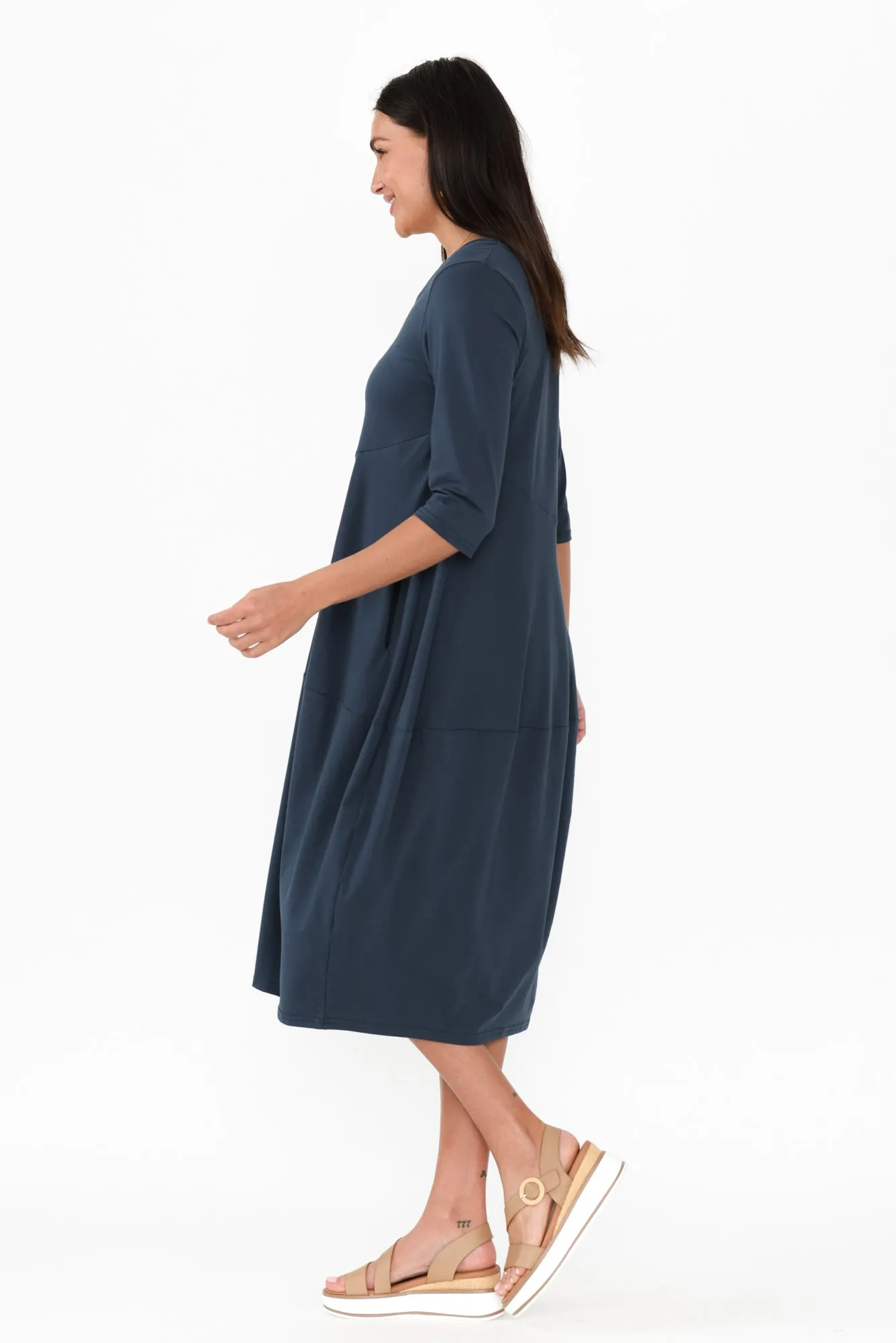 Shea Deep Teal Diagonal Seam Dress sold by Blue Bungalow product image thumbnail 3