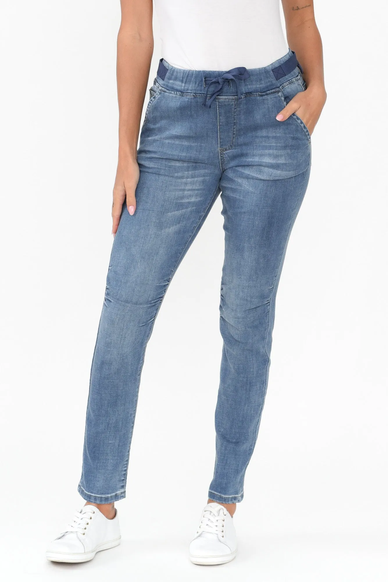 Arden Blue Denim Tie Jeans sold by Blue Bungalow
