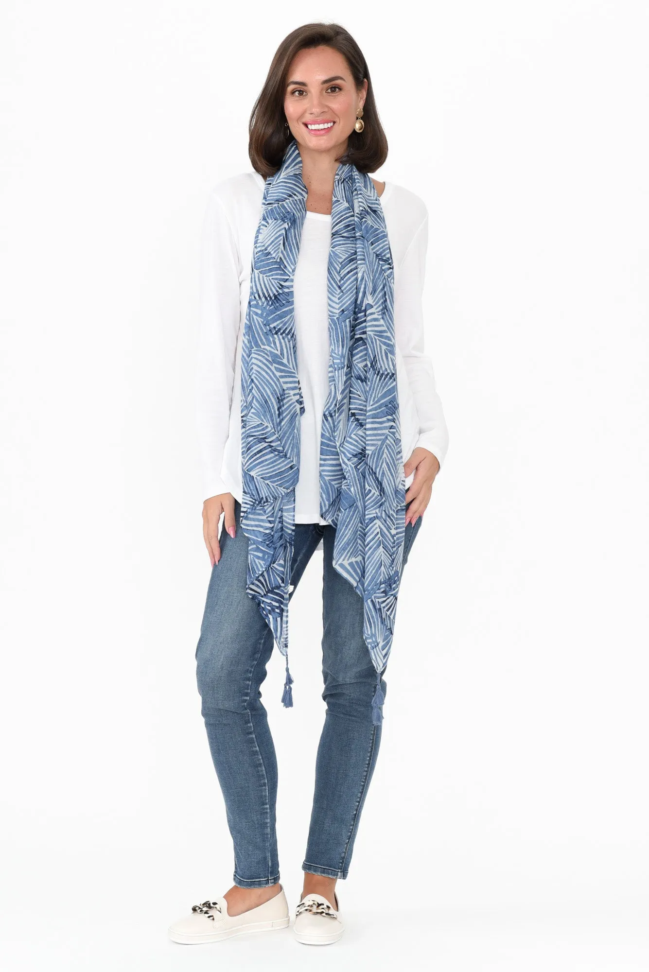 Xanadu Blue Leaf Scarf sold by Blue Bungalow product image thumbnail 2