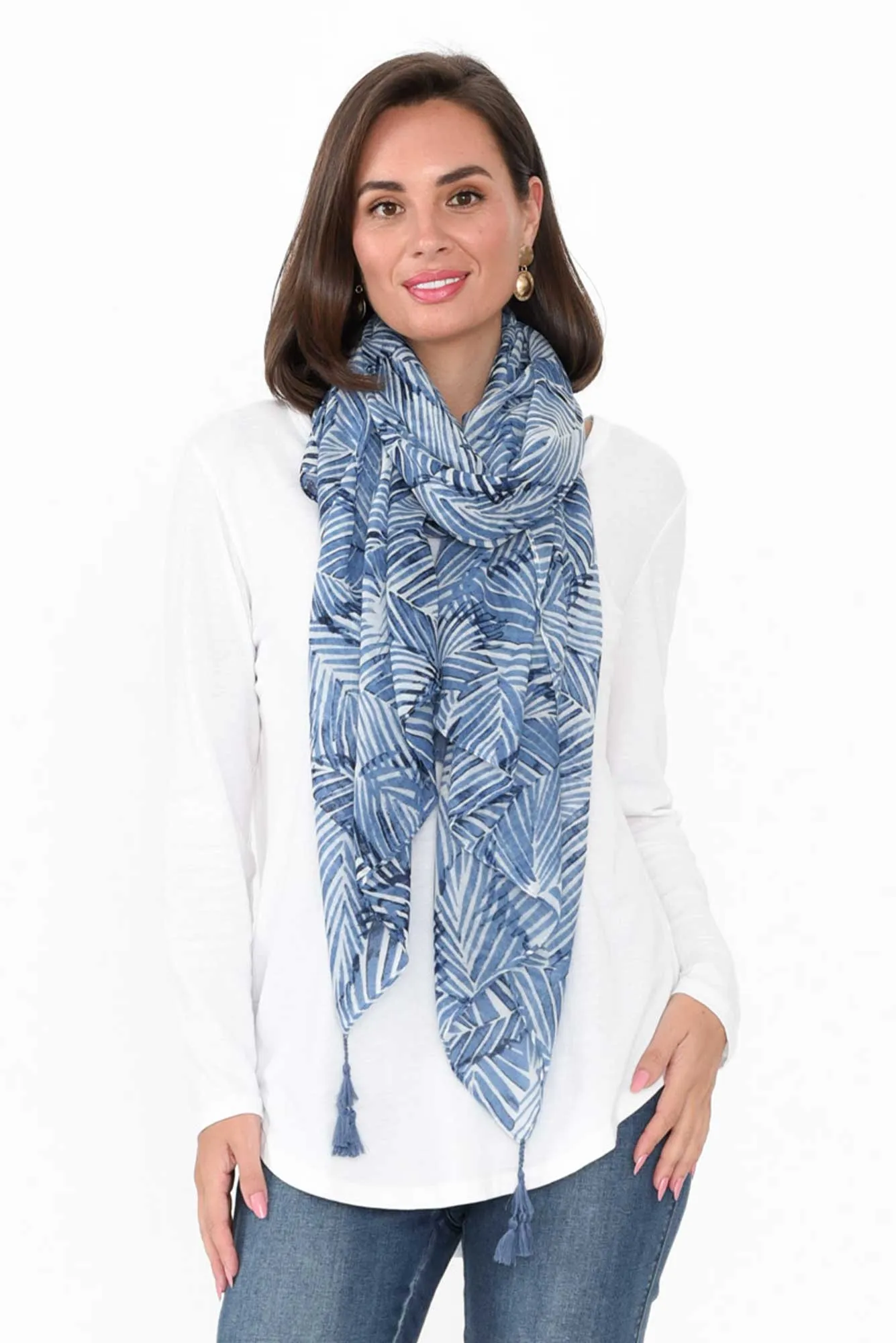 Xanadu Blue Leaf Scarf sold by Blue Bungalow