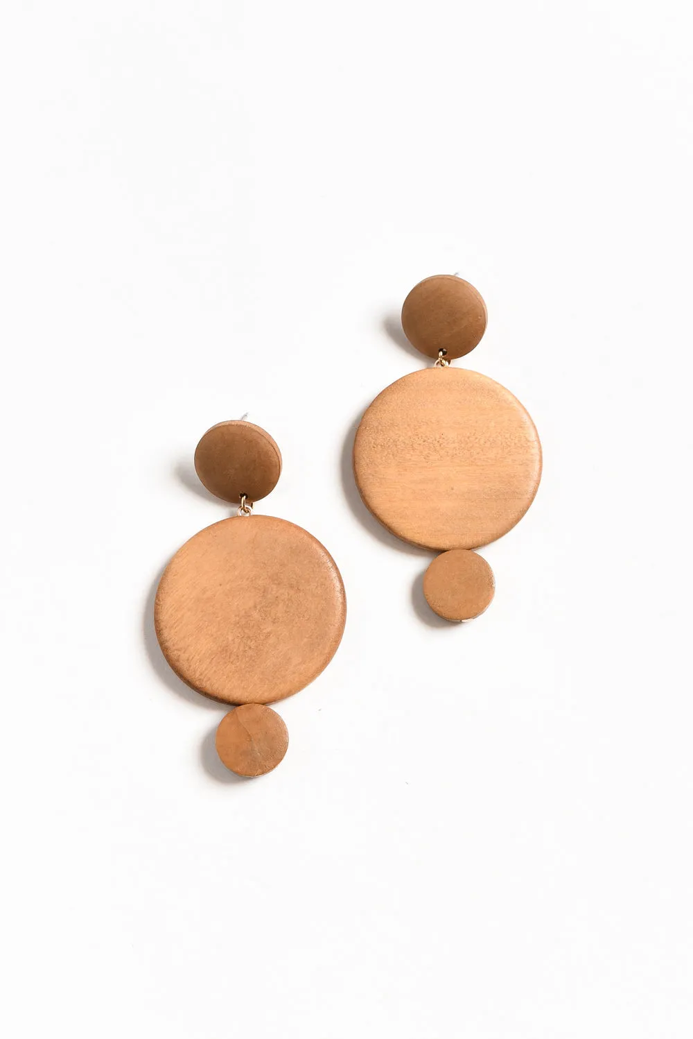 Bernice Natural Wood Circle Drop Earrings sold by Blue Bungalow