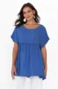 Elden Cobalt Linen Top sold by Blue Bungalow