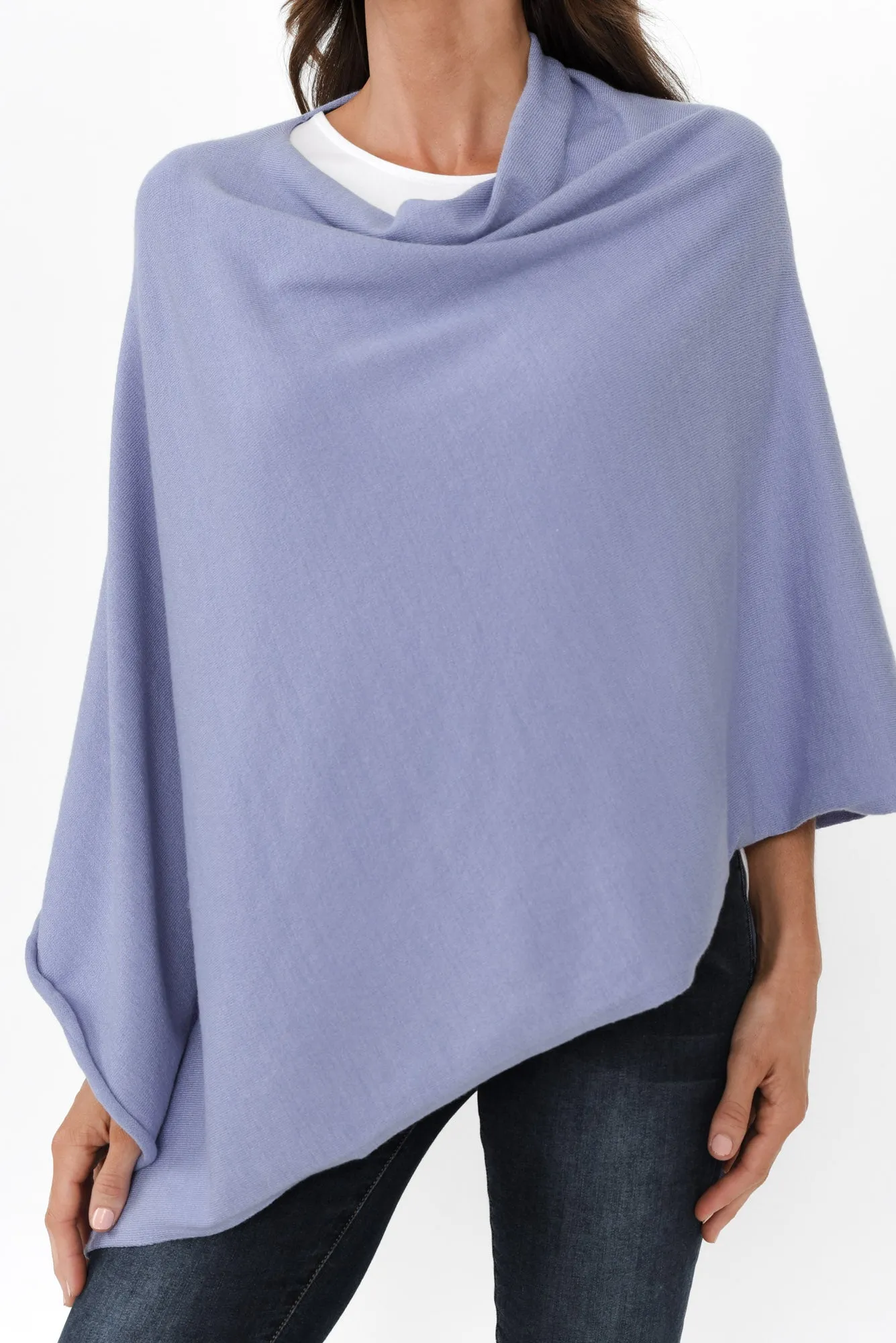 Amy Blue Wool Blend Poncho sold by Blue Bungalow product image thumbnail 5