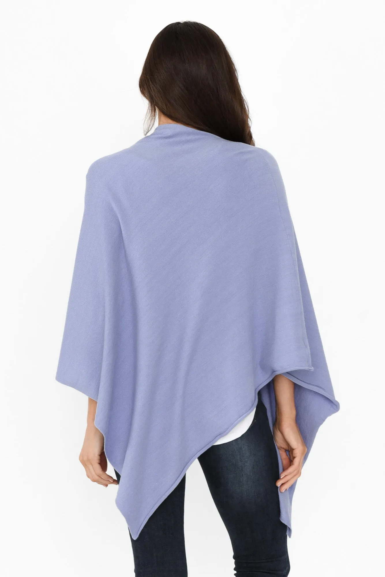 Amy Blue Wool Blend Poncho sold by Blue Bungalow product image thumbnail 4