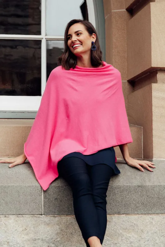 Amy Fuchsia Wool Blend Poncho sold by Blue Bungalow