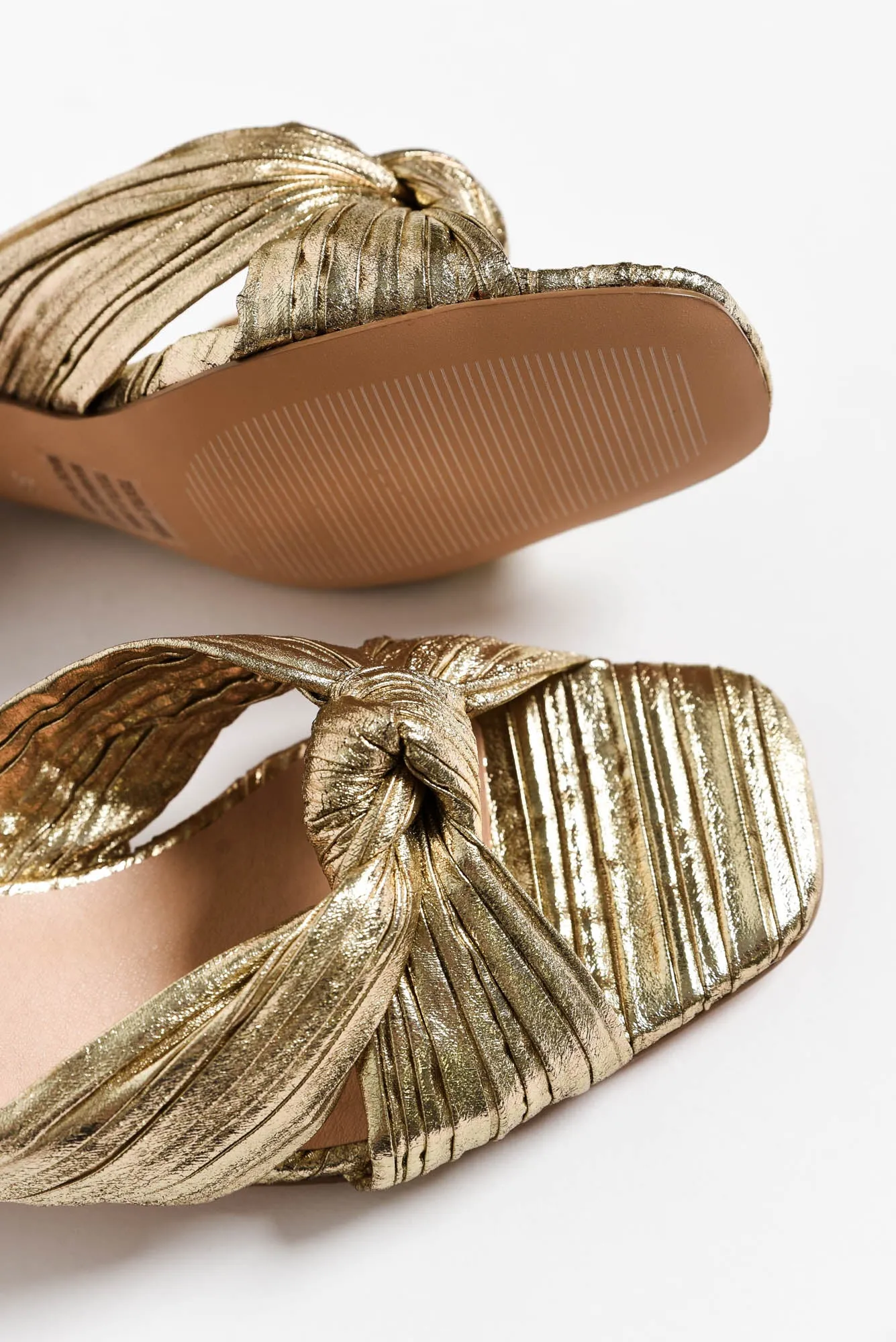 Georgie Gold Leather Knot Heel sold by Blue Bungalow product image thumbnail 4