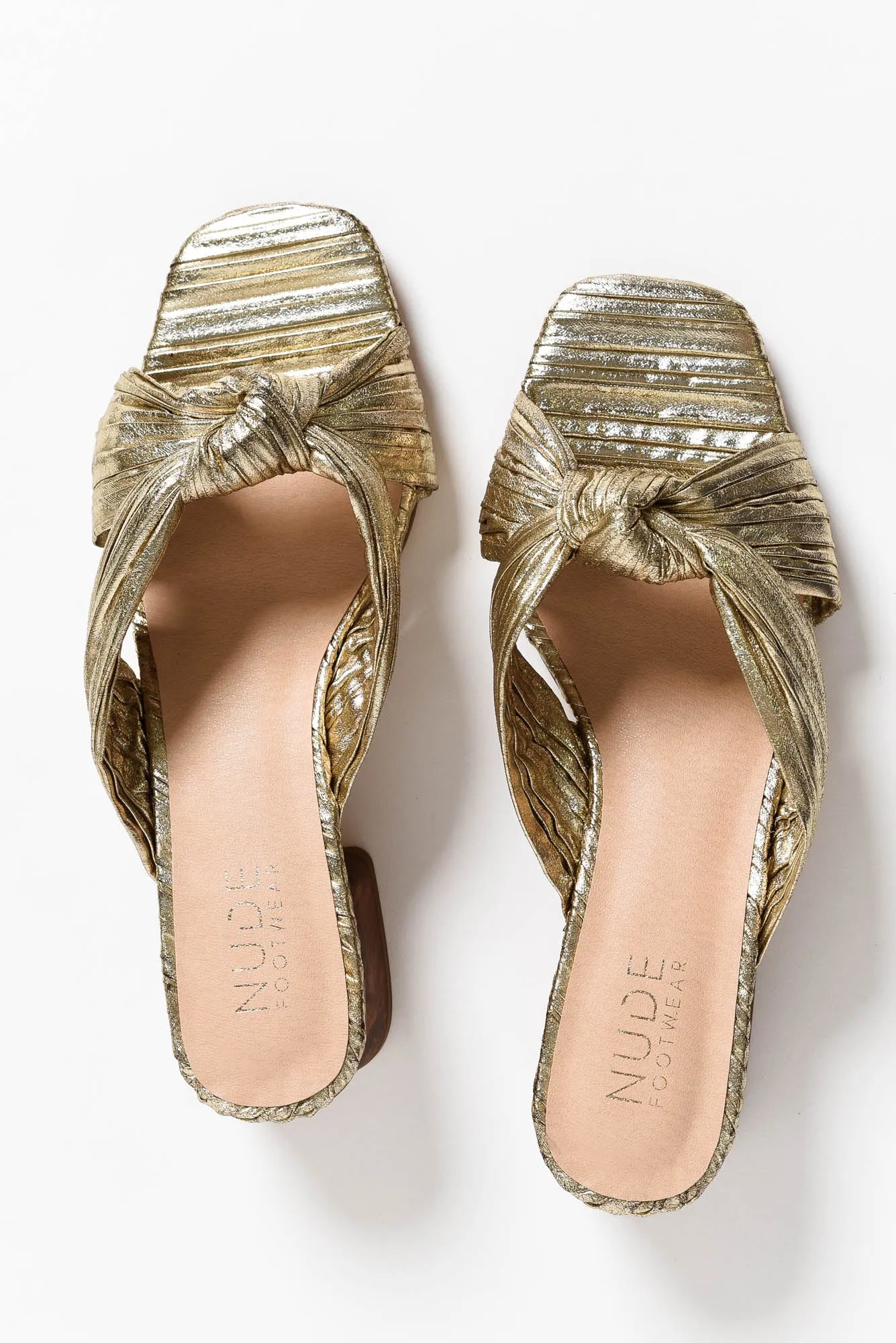 Georgie Gold Leather Knot Heel sold by Blue Bungalow product image thumbnail 2