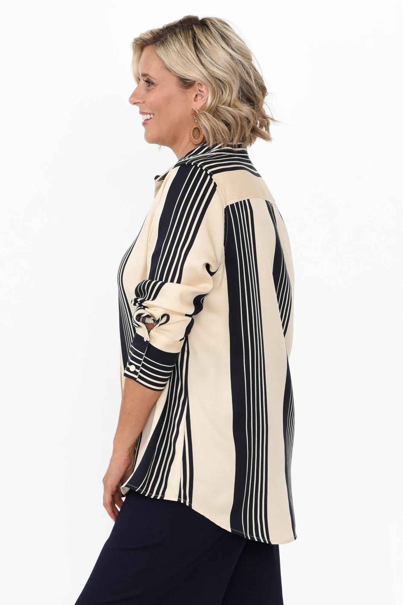 Heartstopper Navy Stripe Lyocell Shirt sold by Blue Bungalow product image thumbnail 3