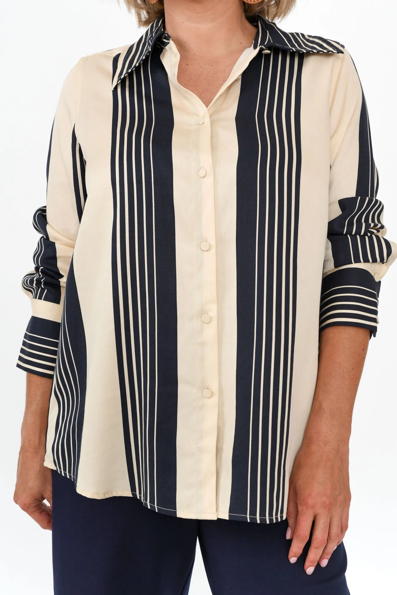 Heartstopper Navy Stripe Lyocell Shirt sold by Blue Bungalow product image thumbnail 5