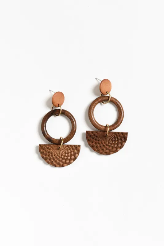 Teaky Mocha Drop Pendant Earrings sold by Blue Bungalow