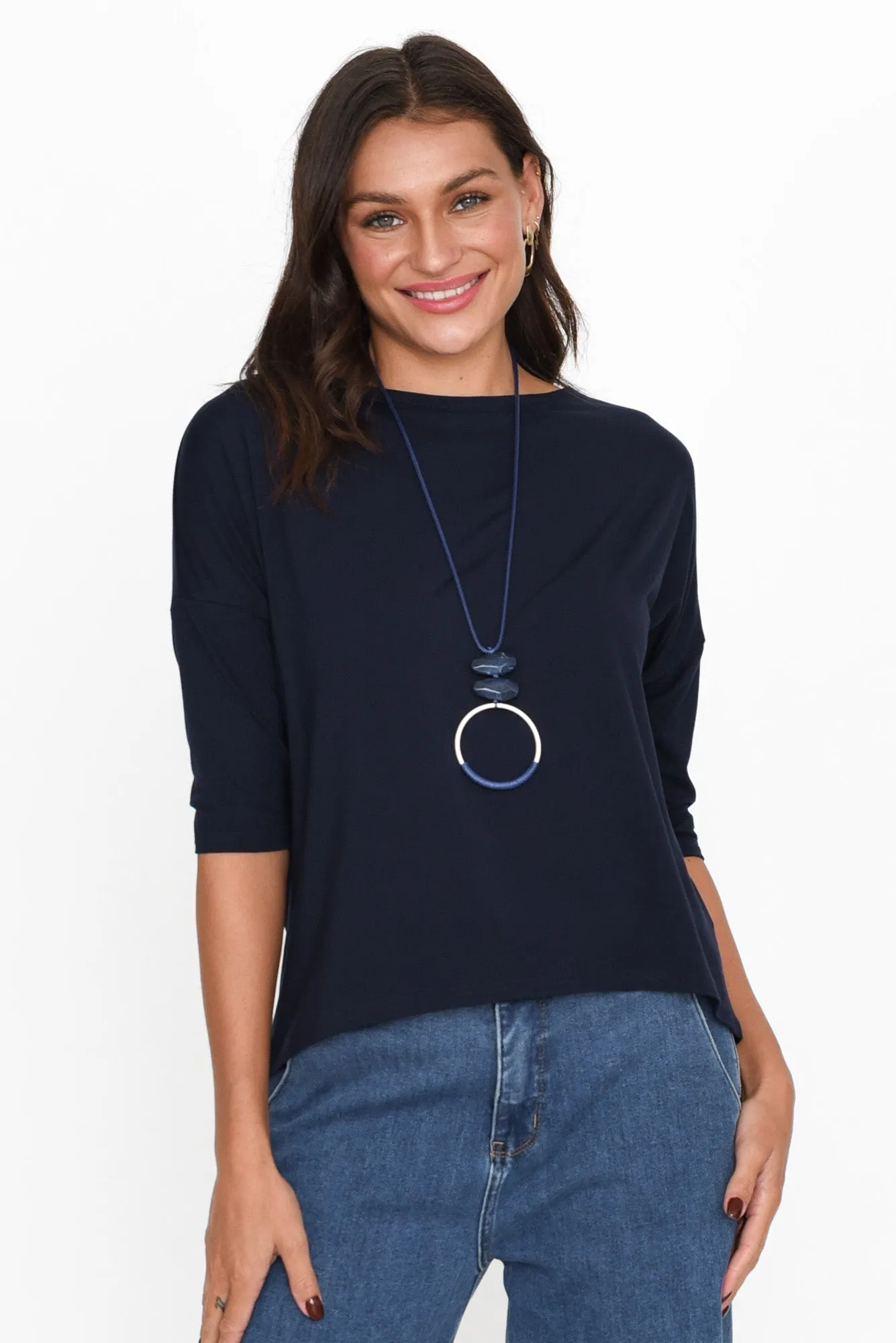 Camila Navy Bamboo Top sold by Blue Bungalow