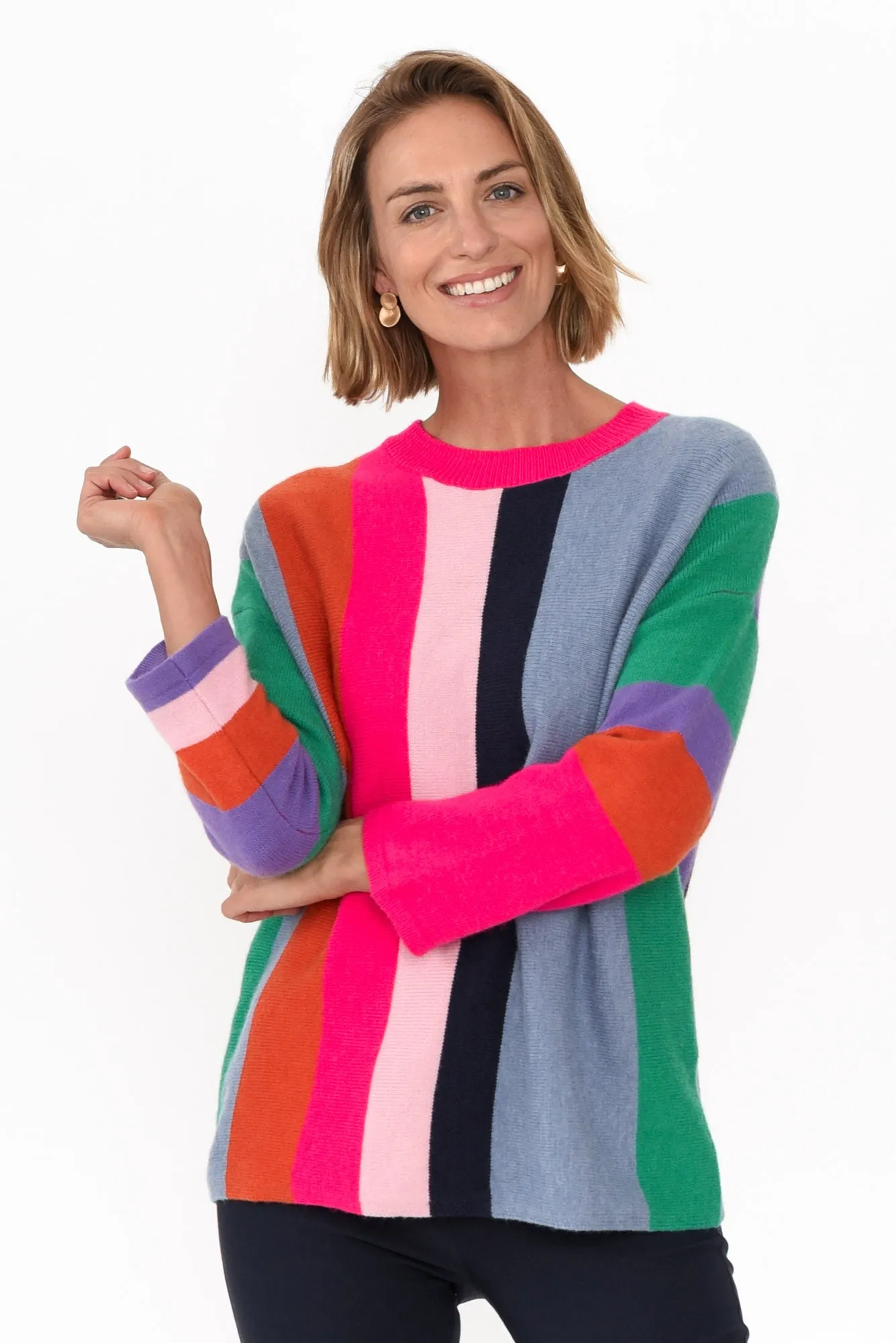 Orilyn Rainbow Stripe Knit Jumper sold by Blue Bungalow product image thumbnail 2