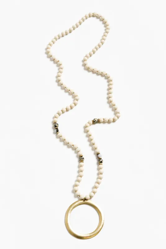 Frasier Cream Beaded Pendant Necklace sold by Blue Bungalow
