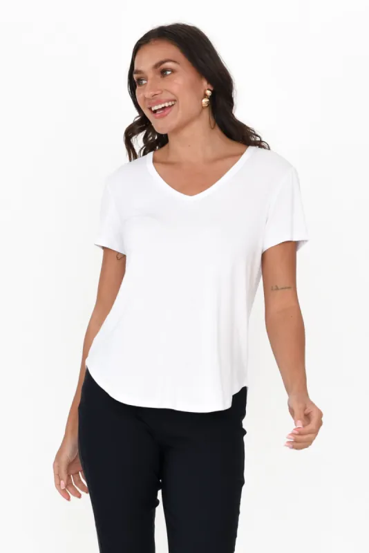 Veronica White Bamboo Tee sold by Blue Bungalow