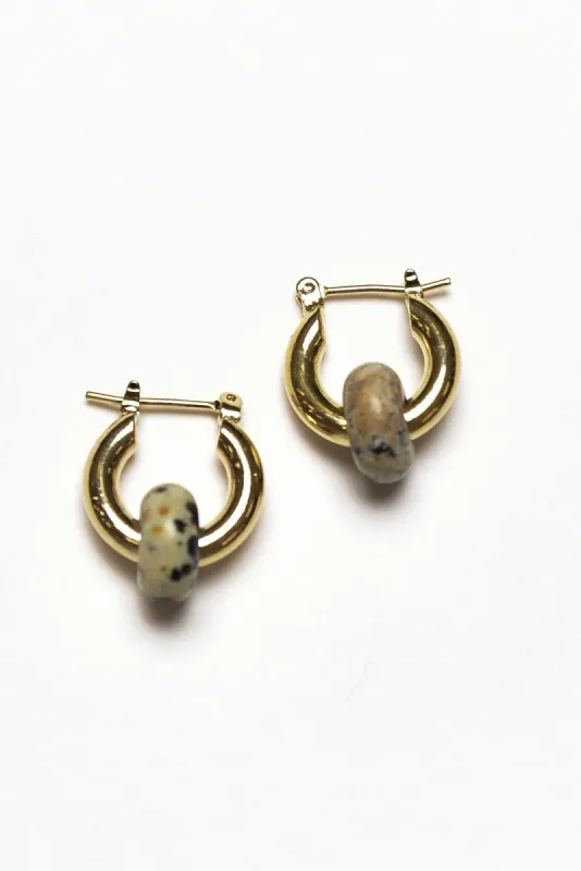 Corina Grey Speckle Huggie Earrings sold by Blue Bungalow