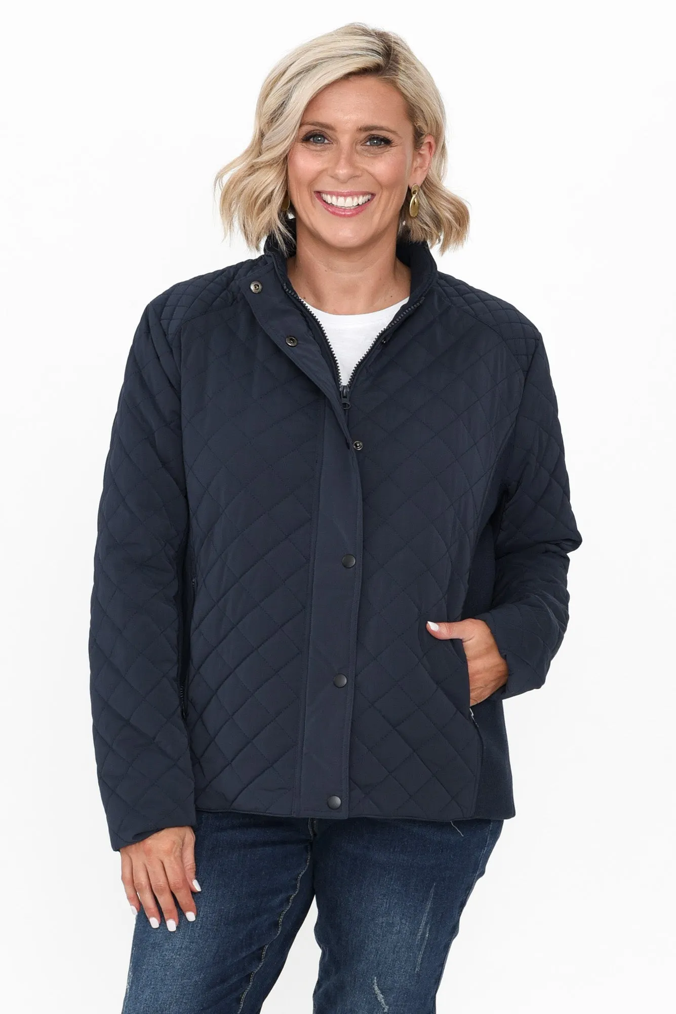 Asena Navy Quilted Puffer Jacket sold by Blue Bungalow product image thumbnail 2