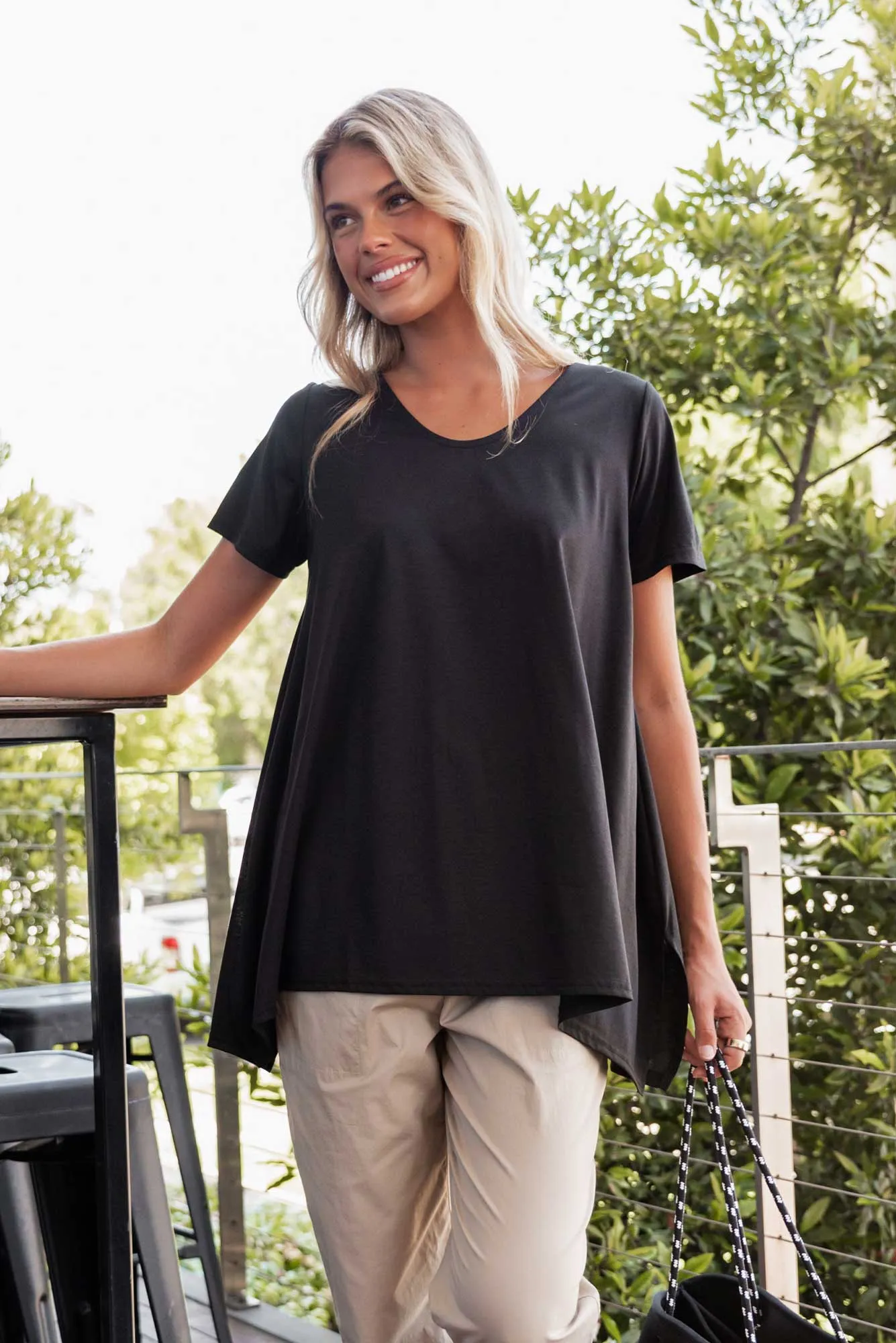Marcy Black Drape Top sold by Blue Bungalow