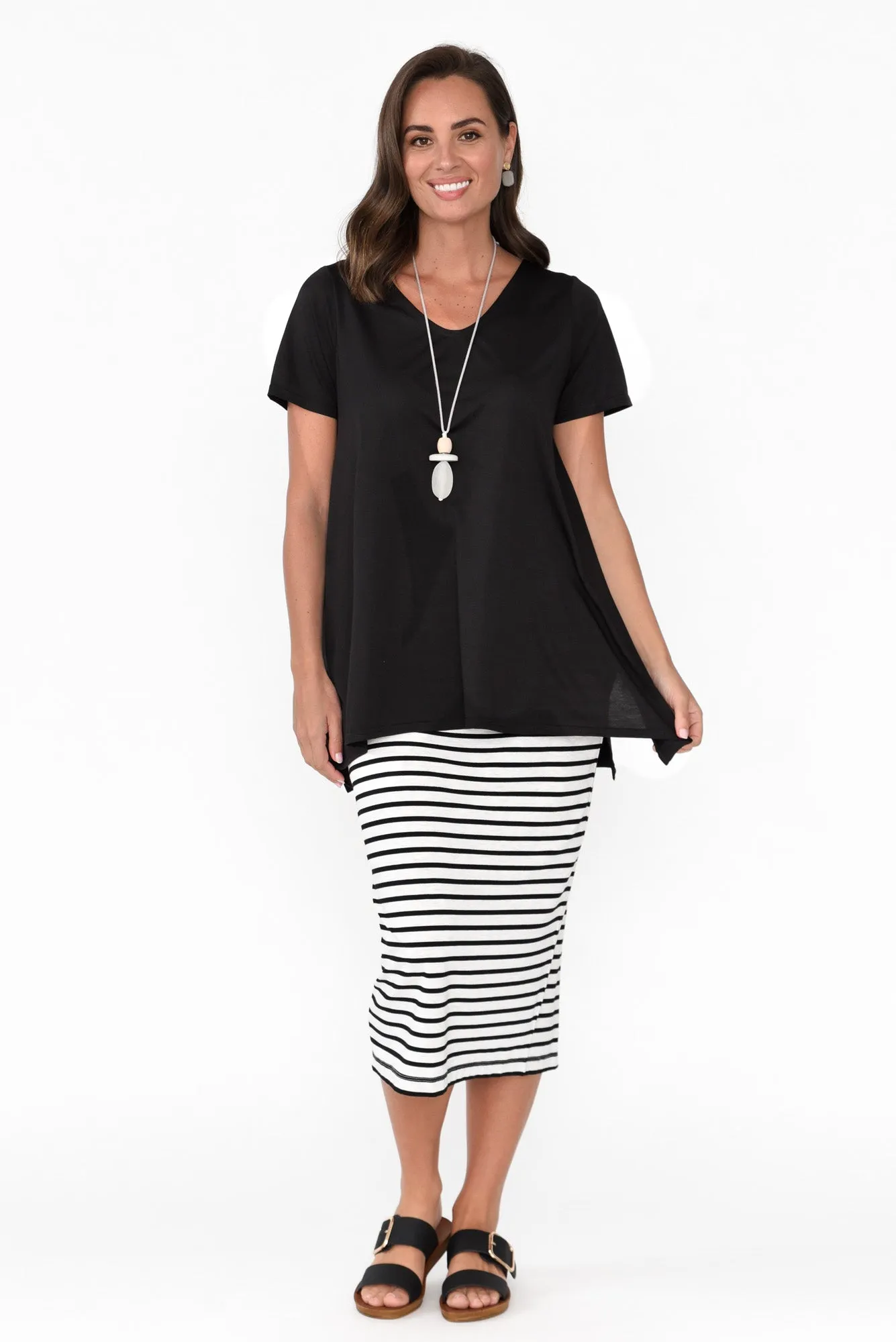 Marcy Black Drape Top sold by Blue Bungalow product image thumbnail 3