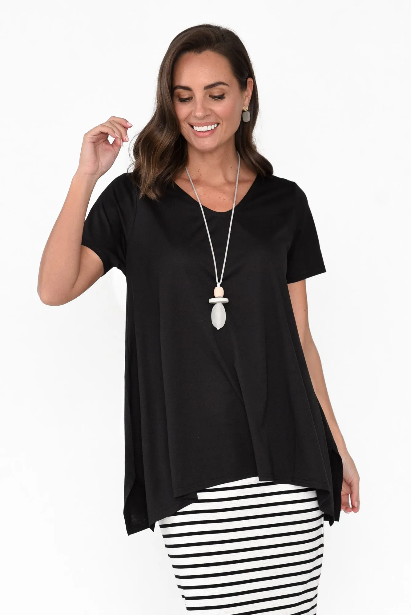 Marcy Black Drape Top sold by Blue Bungalow product image thumbnail 2