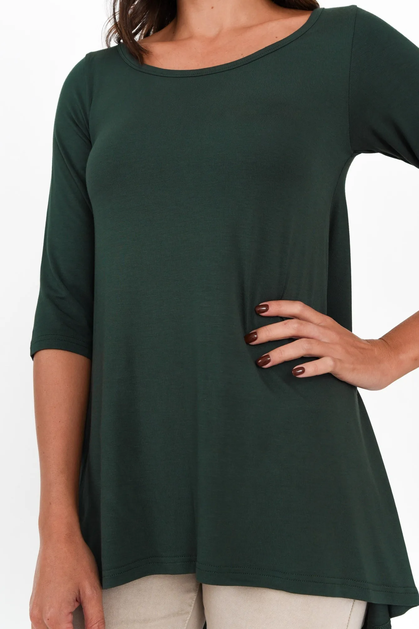 Dark Green Bamboo Hi Lo Hem Top sold by Blue Bungalow product image thumbnail 5
