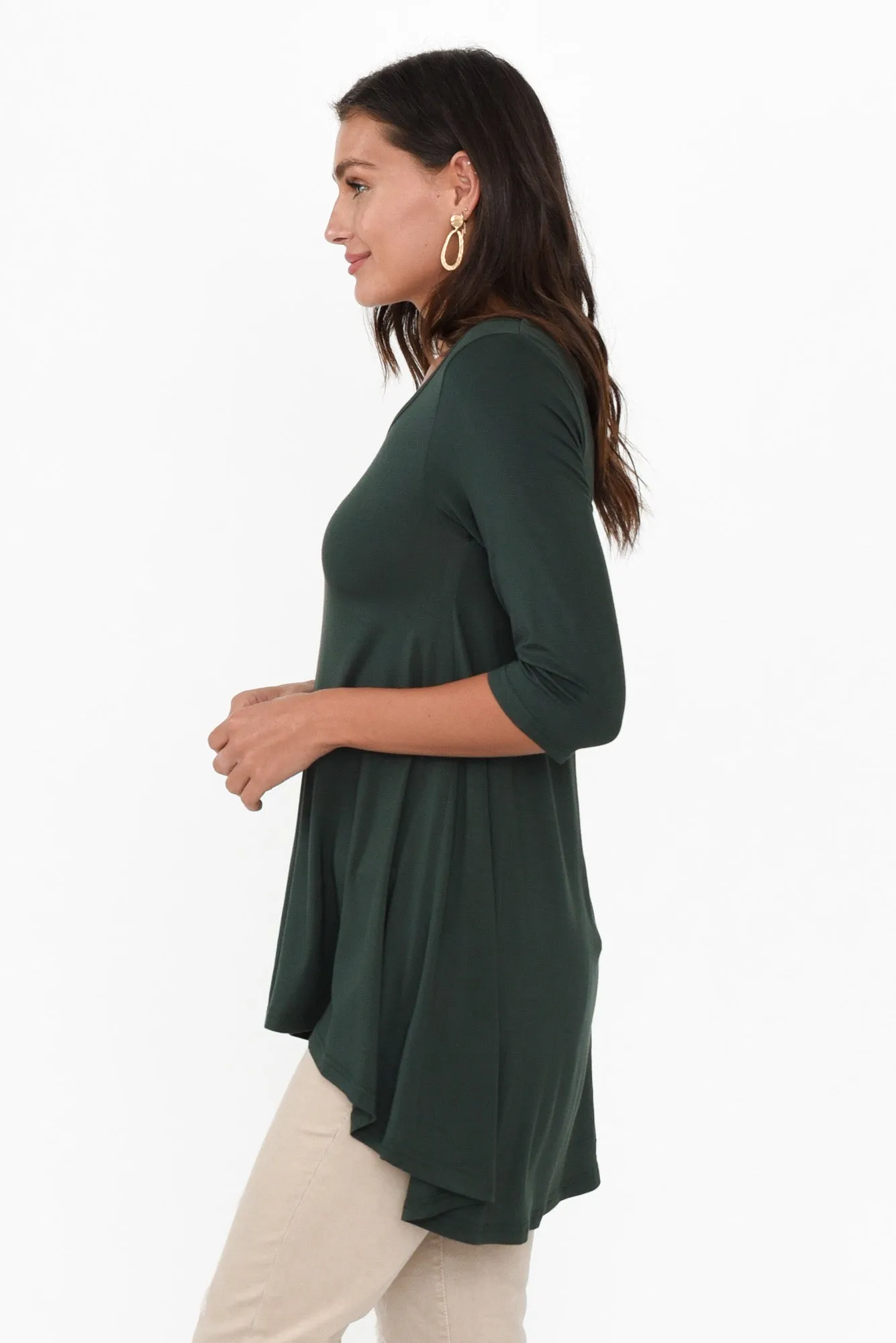 Dark Green Bamboo Hi Lo Hem Top sold by Blue Bungalow product image thumbnail 3