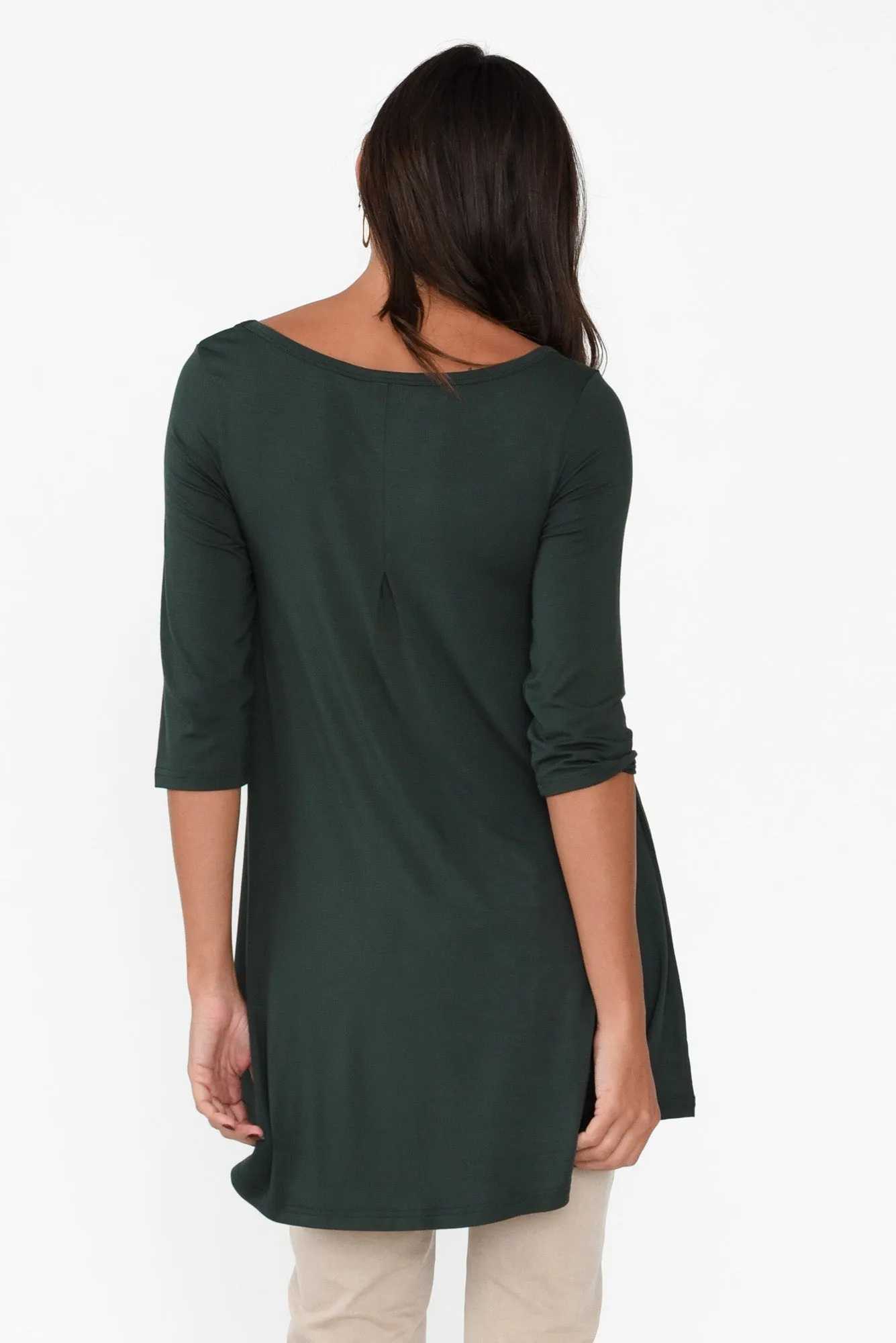 Dark Green Bamboo Hi Lo Hem Top sold by Blue Bungalow product image thumbnail 4