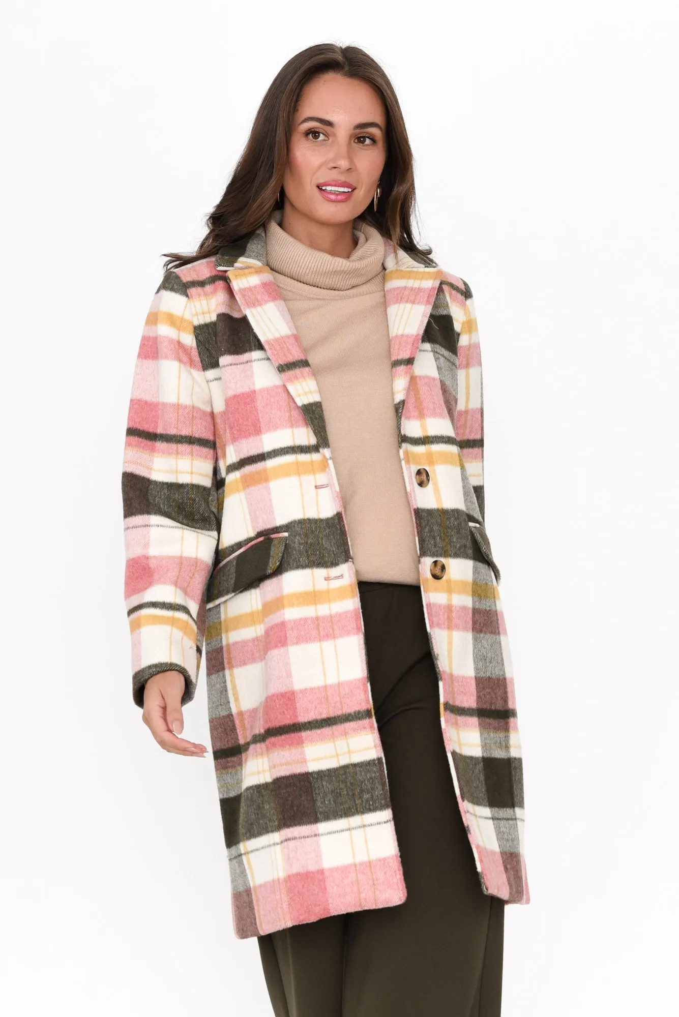 Blanche Blush Check Coat sold by Blue Bungalow product image thumbnail 2