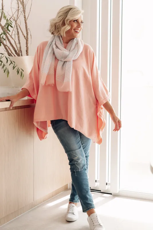 Kendi Blush Cotton Blend Poncho sold by Blue Bungalow