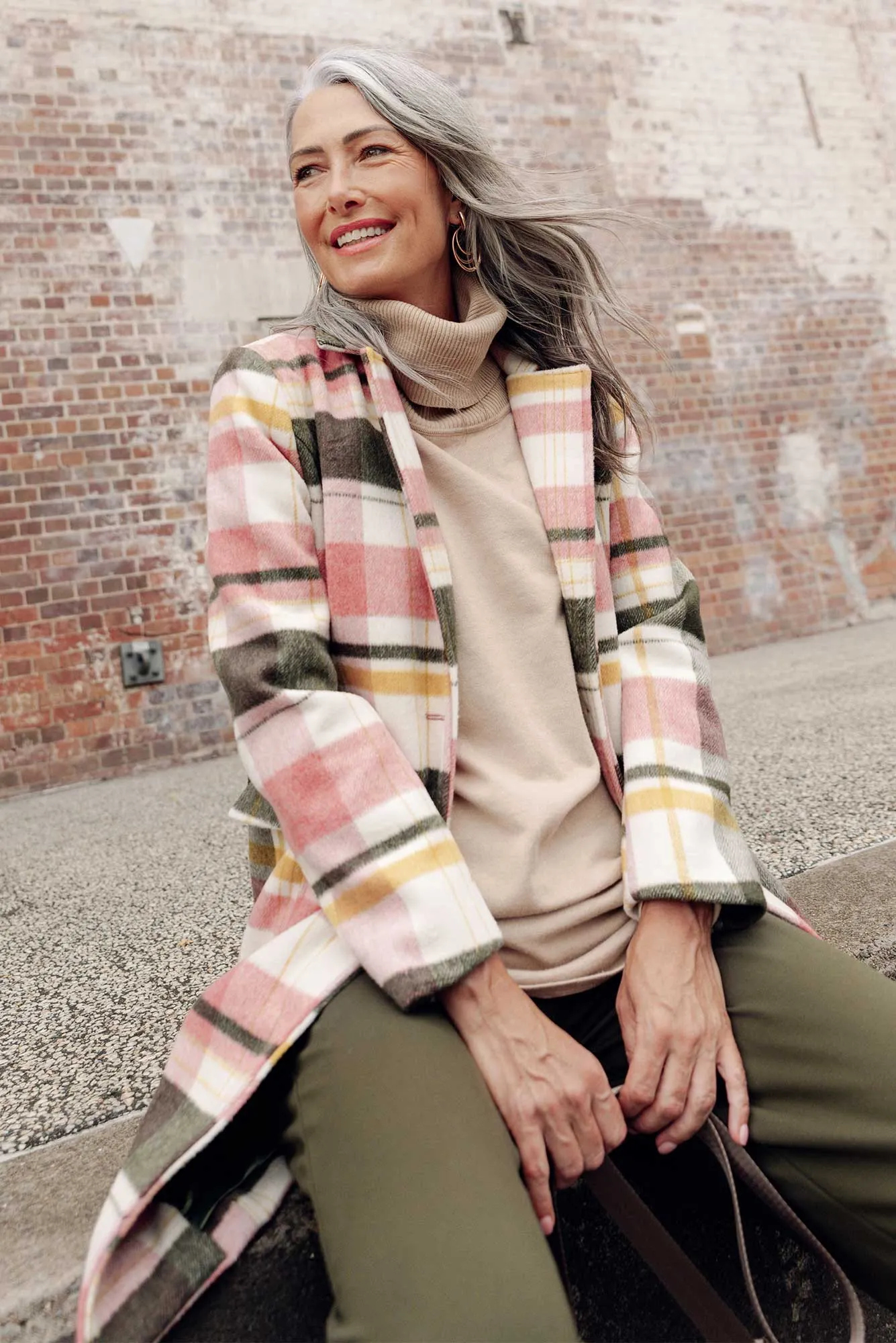 Blanche Blush Check Coat sold by Blue Bungalow