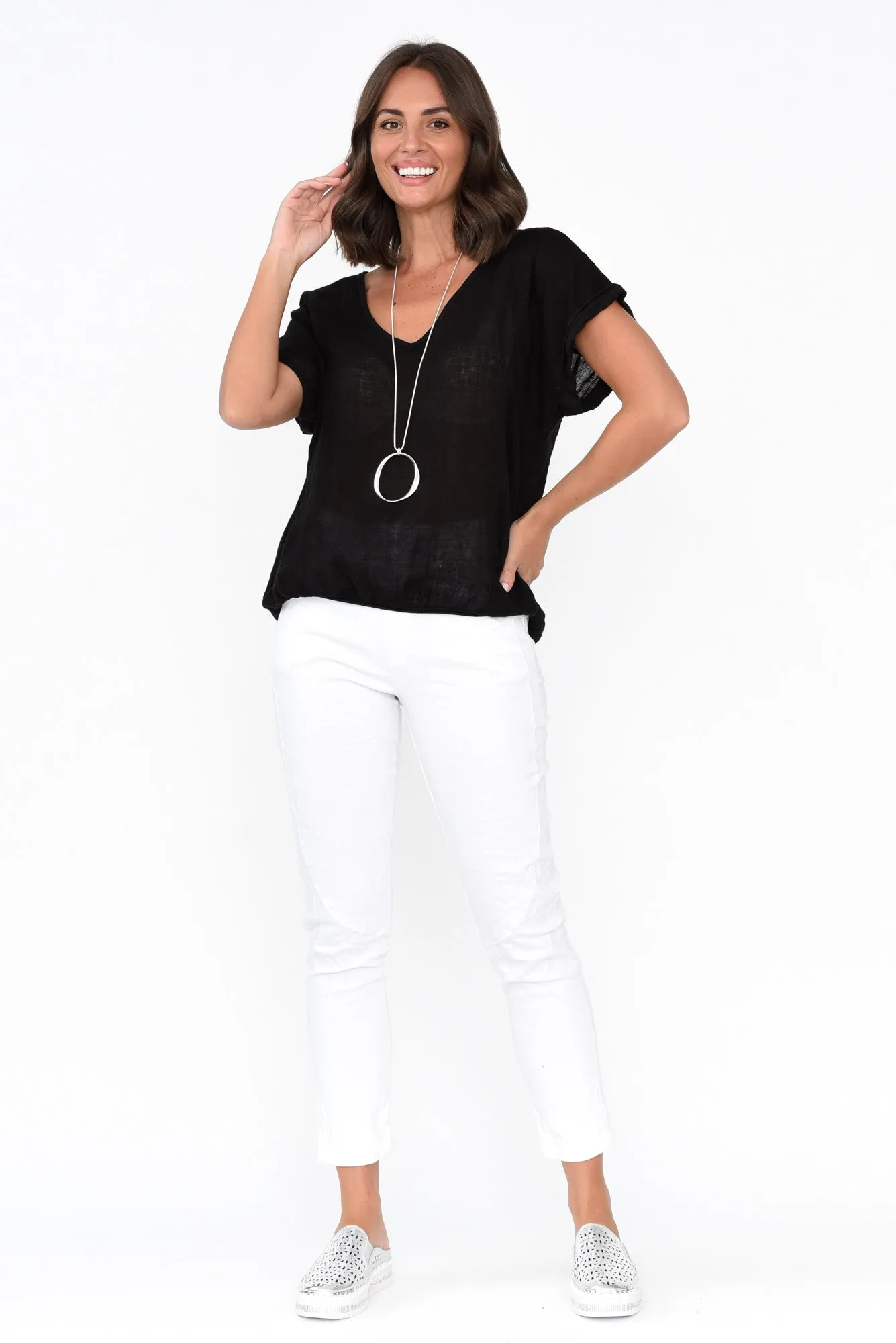 Effie Black Linen Tee sold by Blue Bungalow product image thumbnail 2