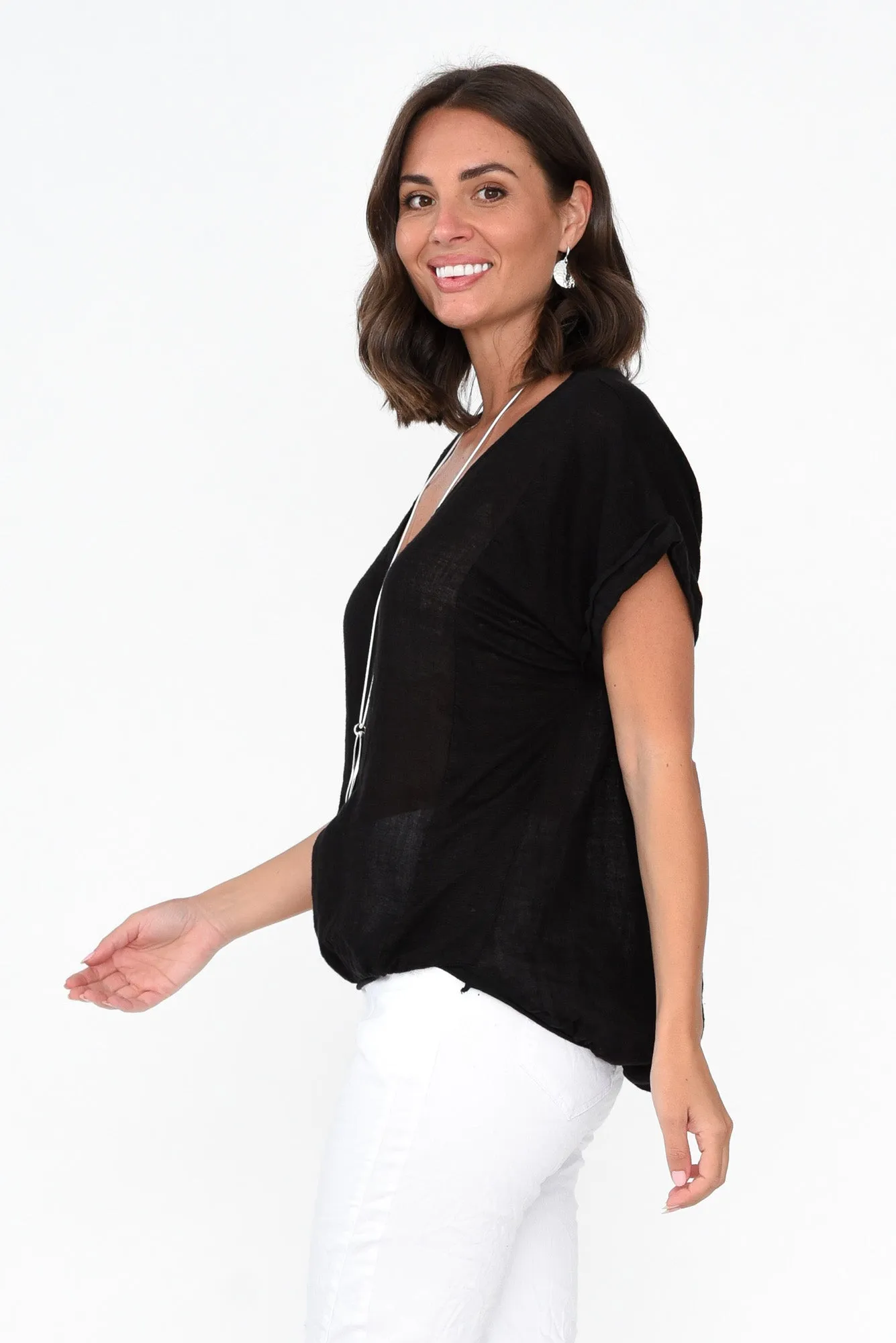 Effie Black Linen Tee sold by Blue Bungalow product image thumbnail 3