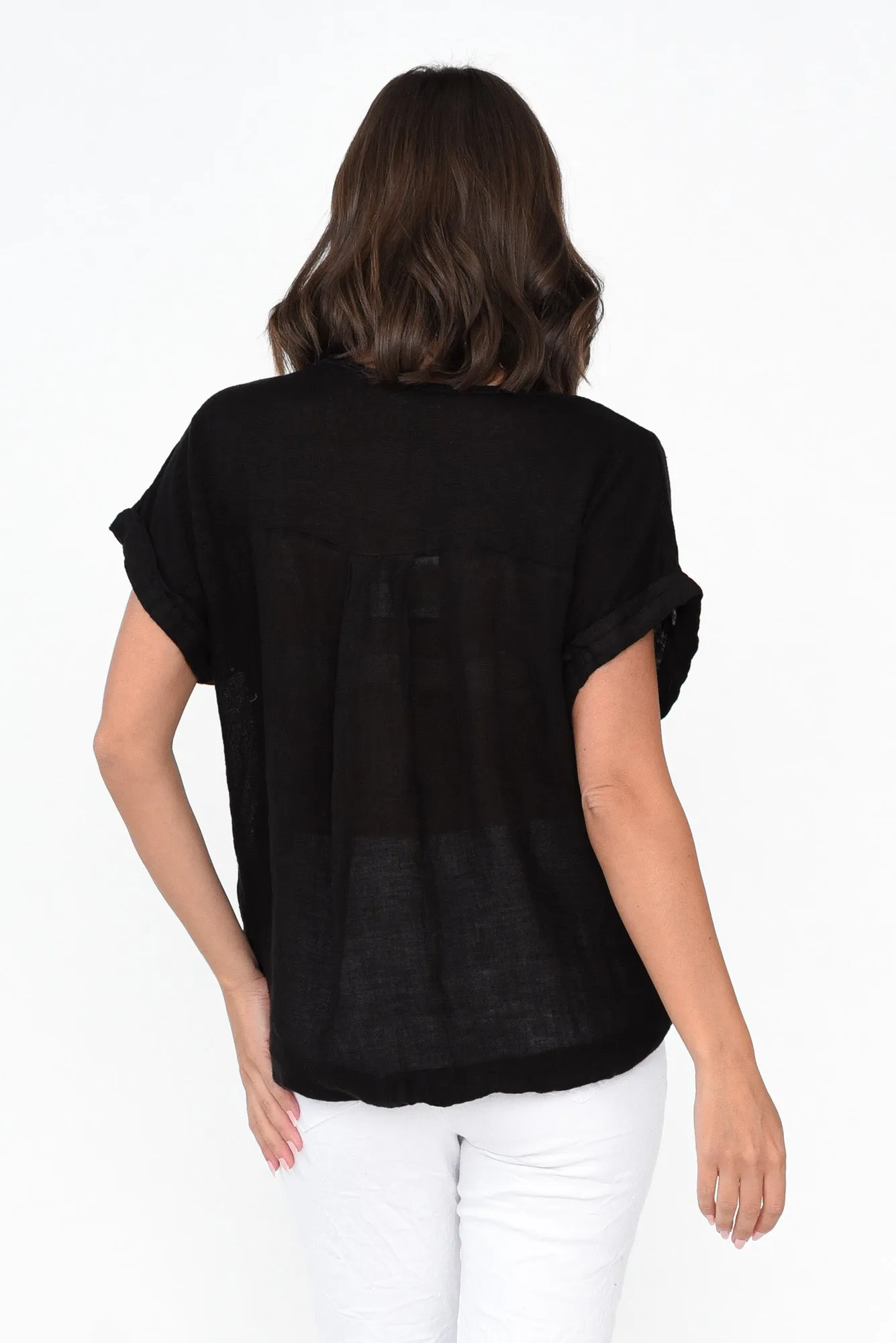 Effie Black Linen Tee sold by Blue Bungalow product image thumbnail 4