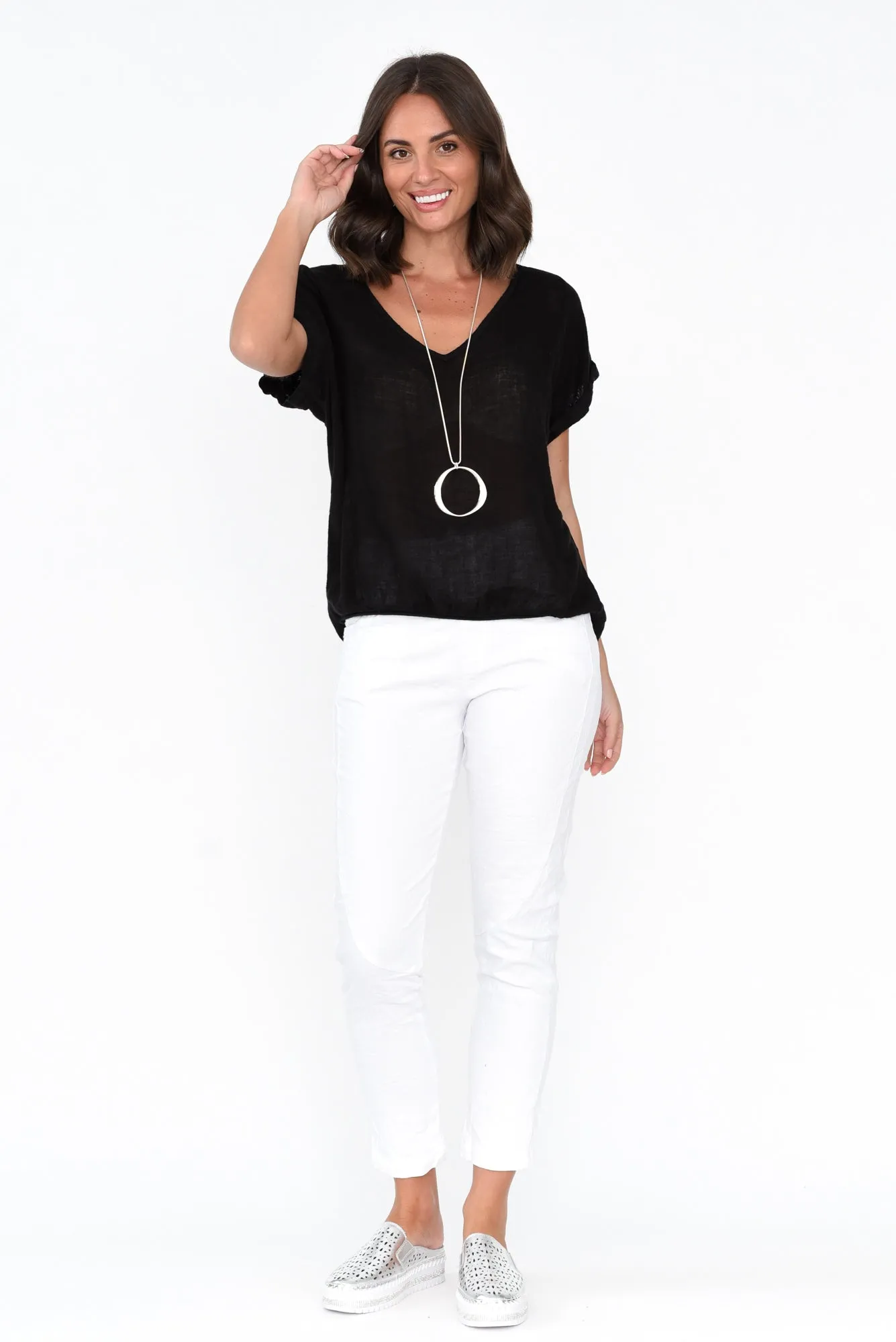Effie Black Linen Tee sold by Blue Bungalow product image thumbnail 5