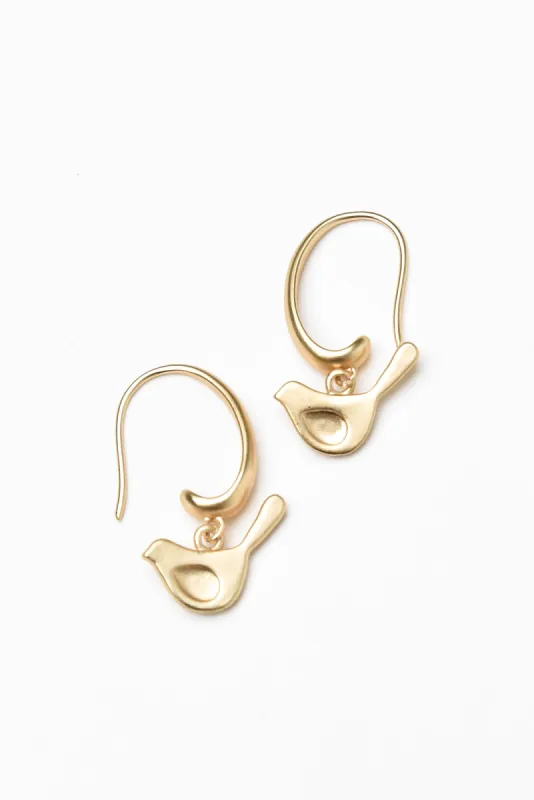 Abia Gold Bird Hook Earrings sold by Blue Bungalow