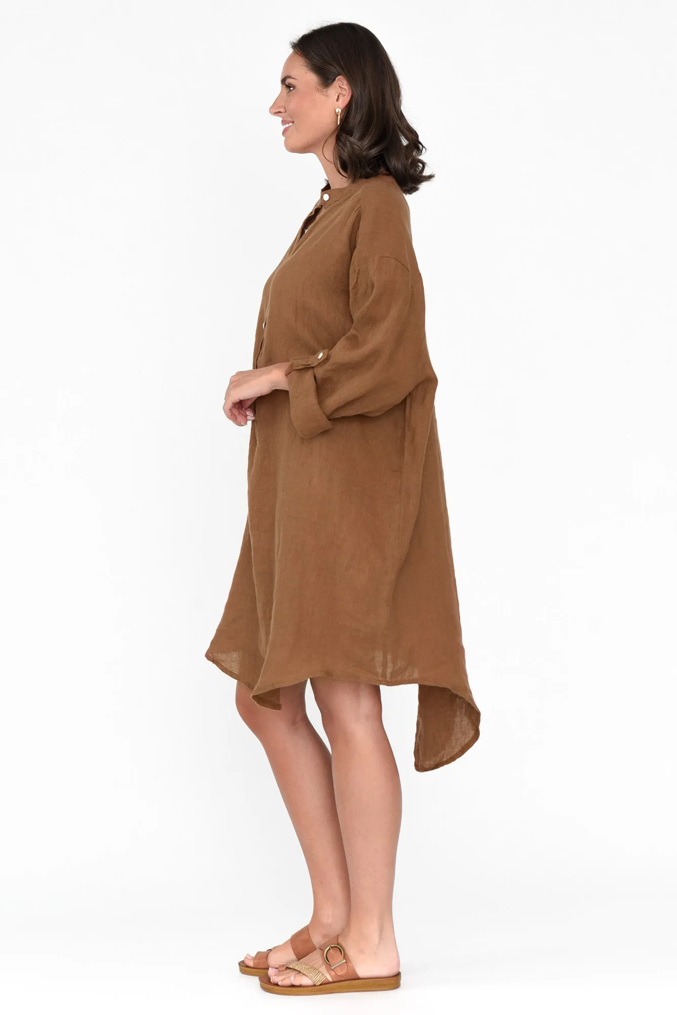 Mischa Mocha Linen Shirt Dress sold by Blue Bungalow product image thumbnail 3