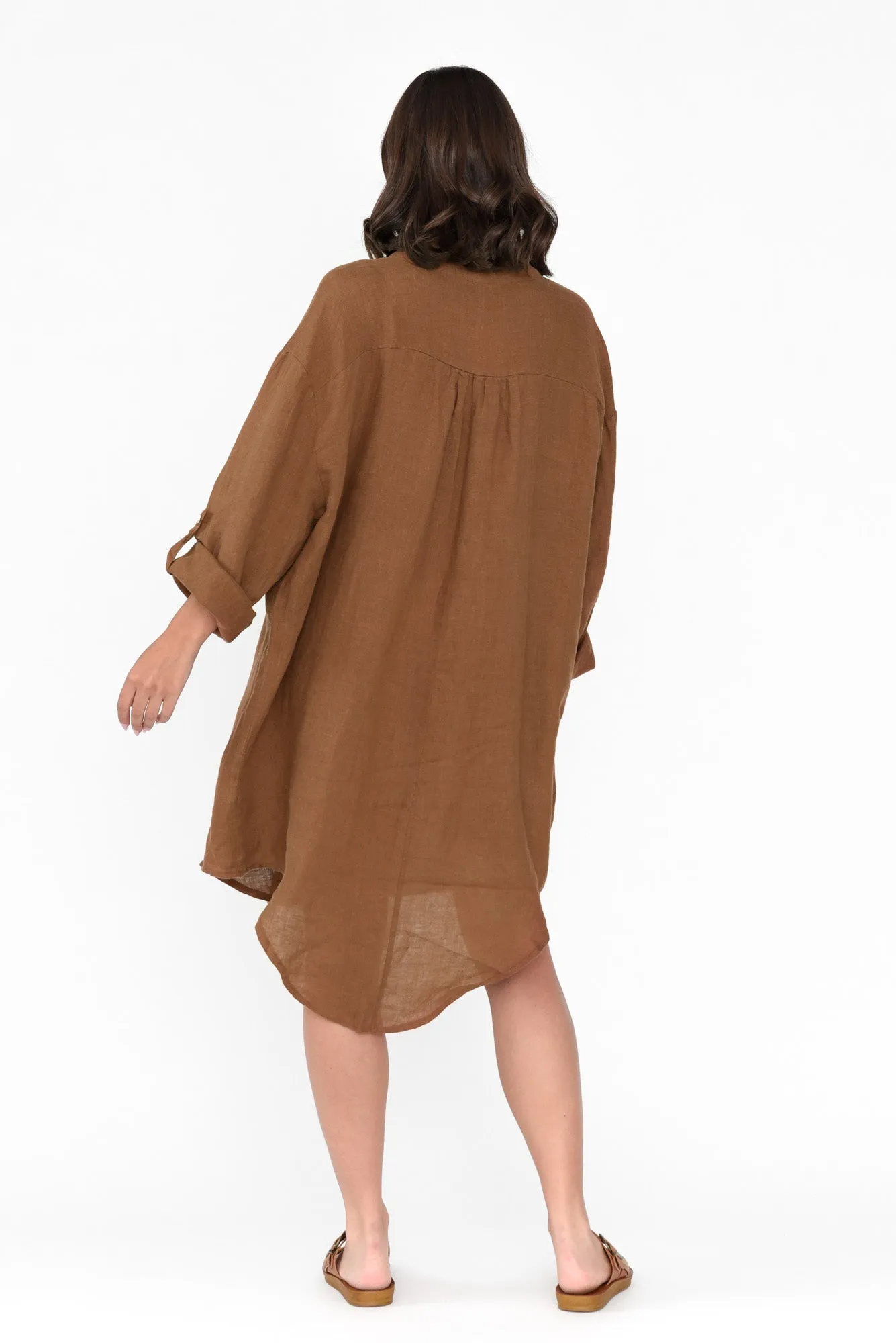 Mischa Mocha Linen Shirt Dress sold by Blue Bungalow product image thumbnail 4