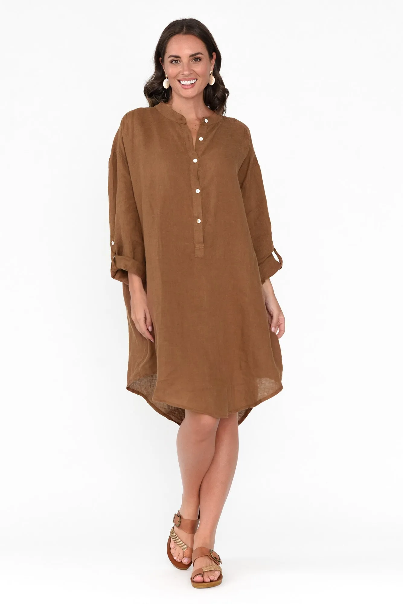 Mischa Mocha Linen Shirt Dress sold by Blue Bungalow product image thumbnail 2