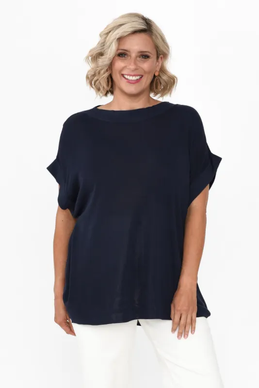 Junos Navy Knit Top sold by Blue Bungalow