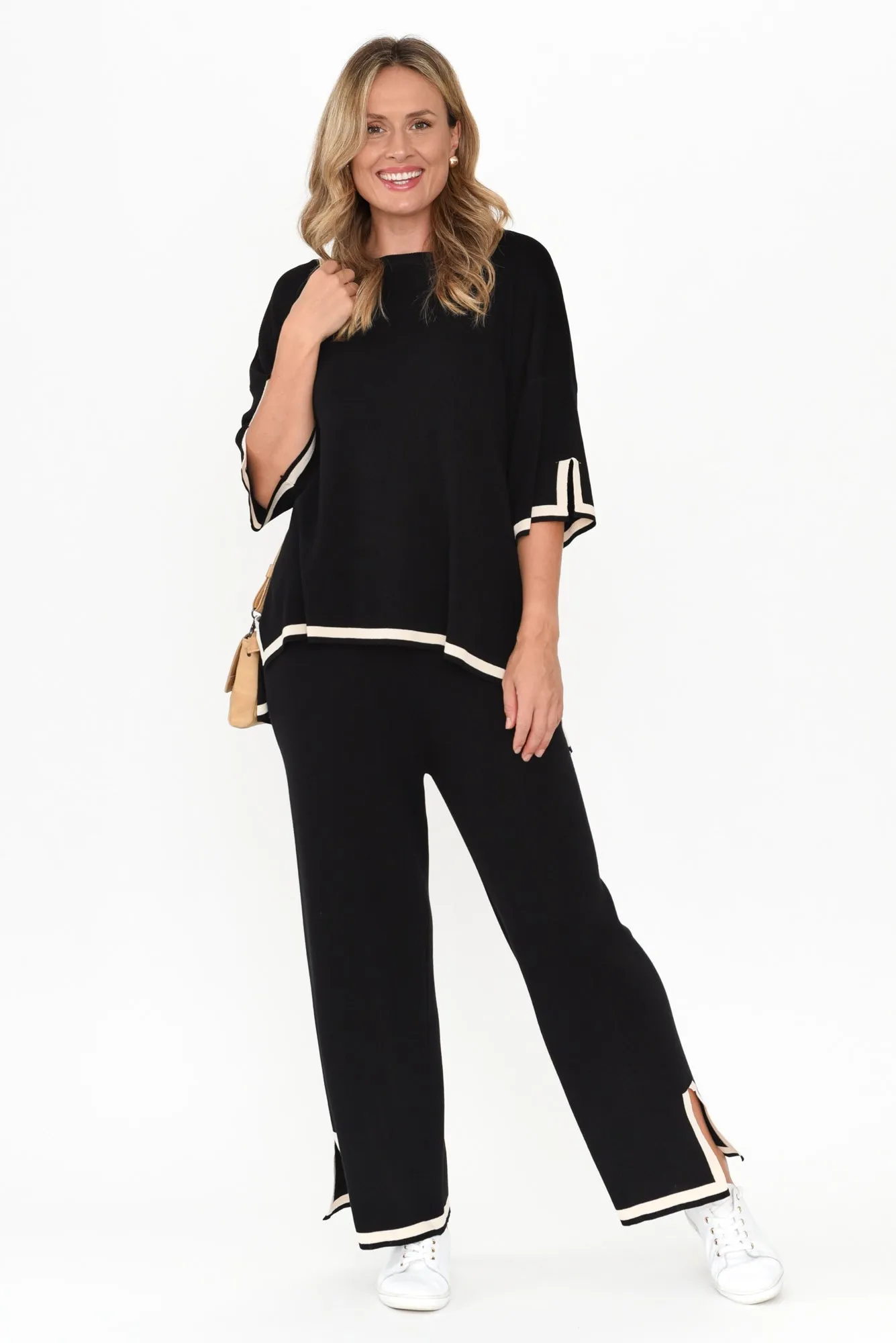 Calgari Black Trim Knit Pants sold by Blue Bungalow product image thumbnail 2