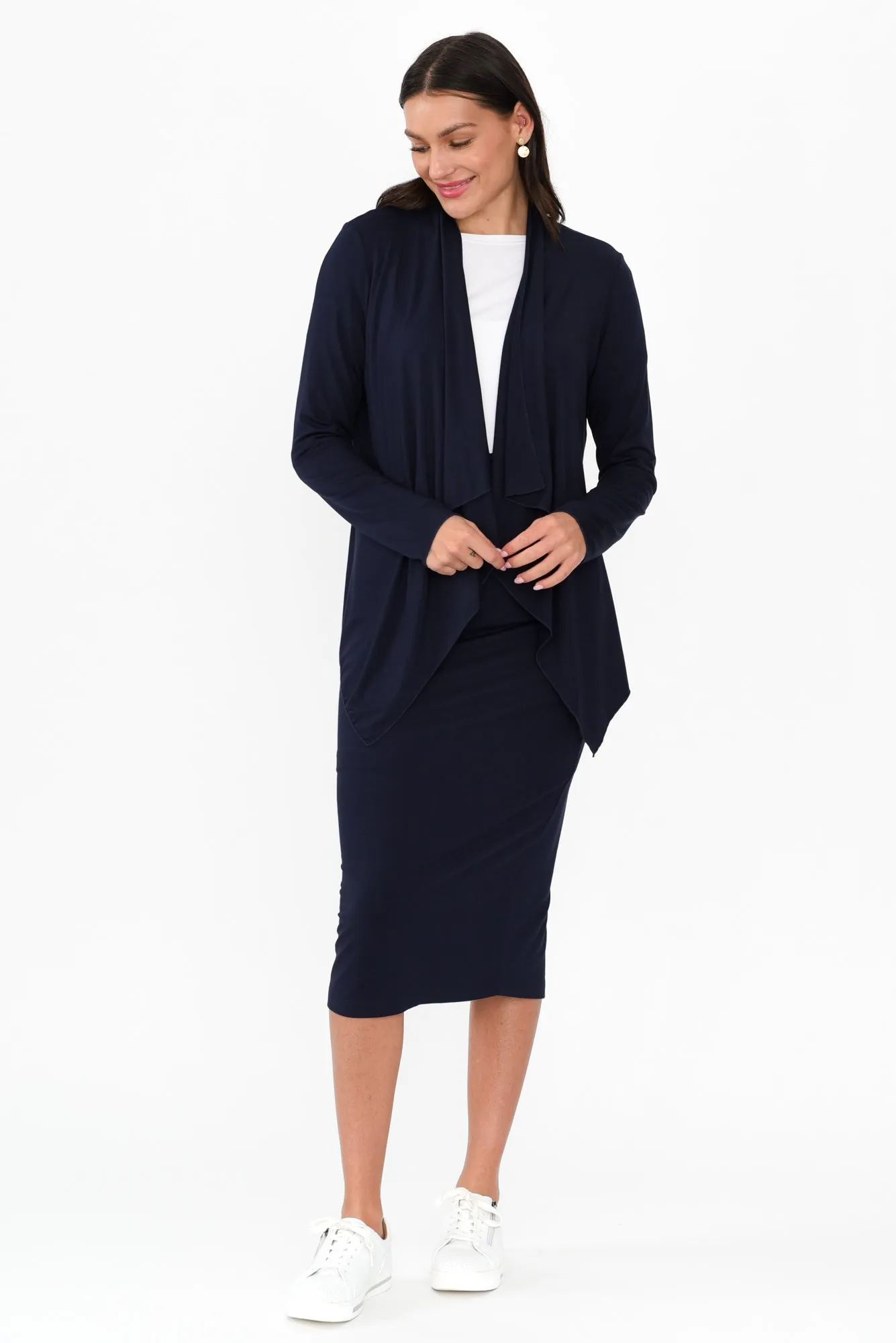 Joni Navy Bamboo Cardigan sold by Blue Bungalow product image thumbnail 2