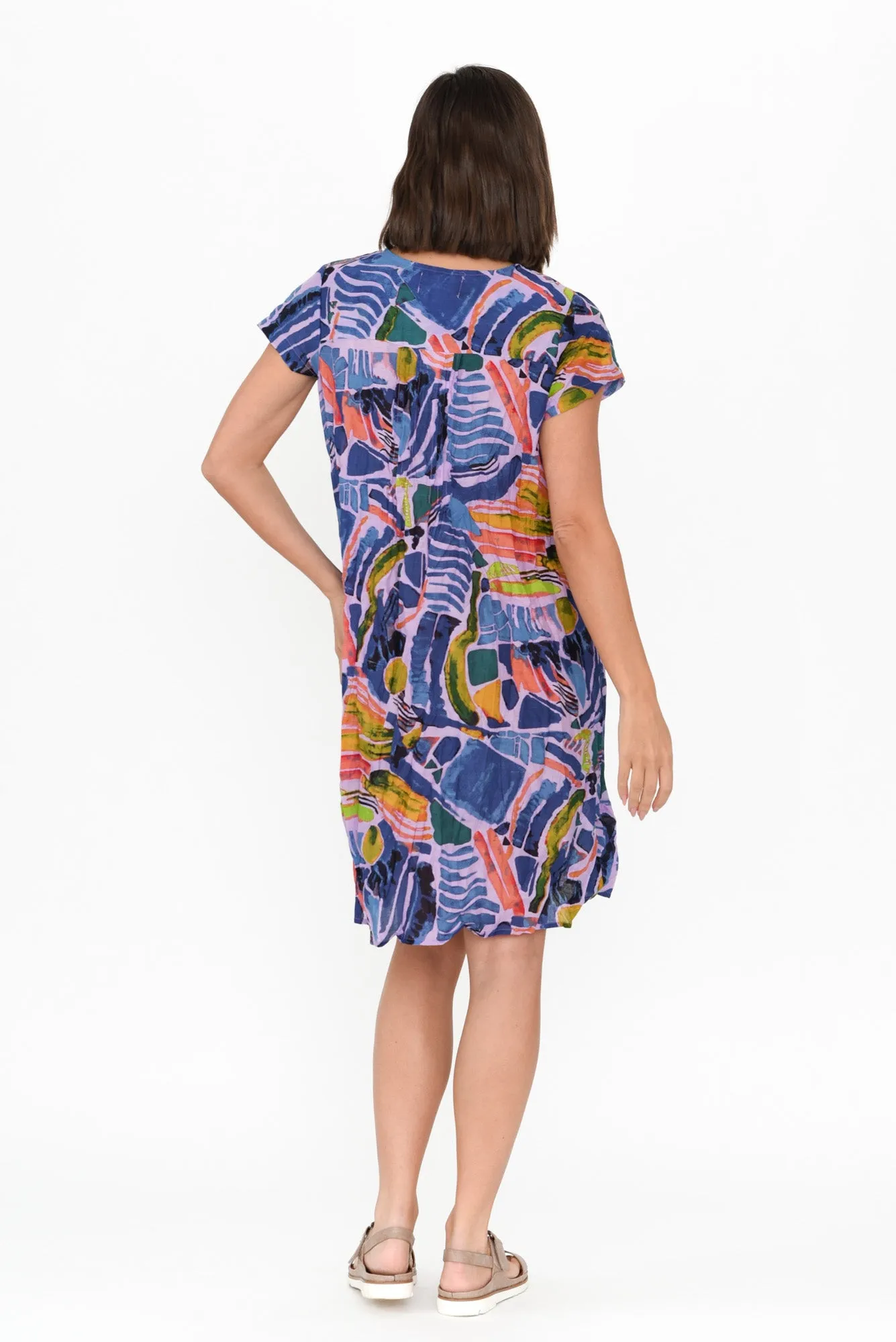 Sabina Cobalt Ripple Crinkle Cotton Dress sold by Blue Bungalow product image thumbnail 4